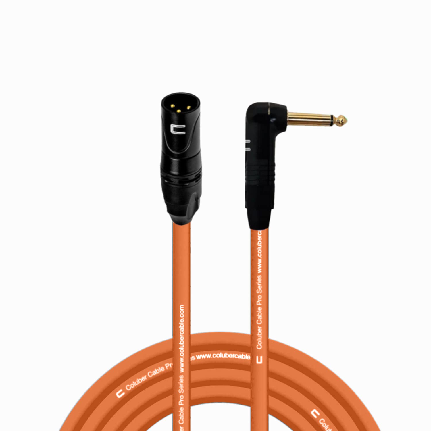 Professional 15ft Orange Unbalanced XLR Male to Right Angle 1/4
