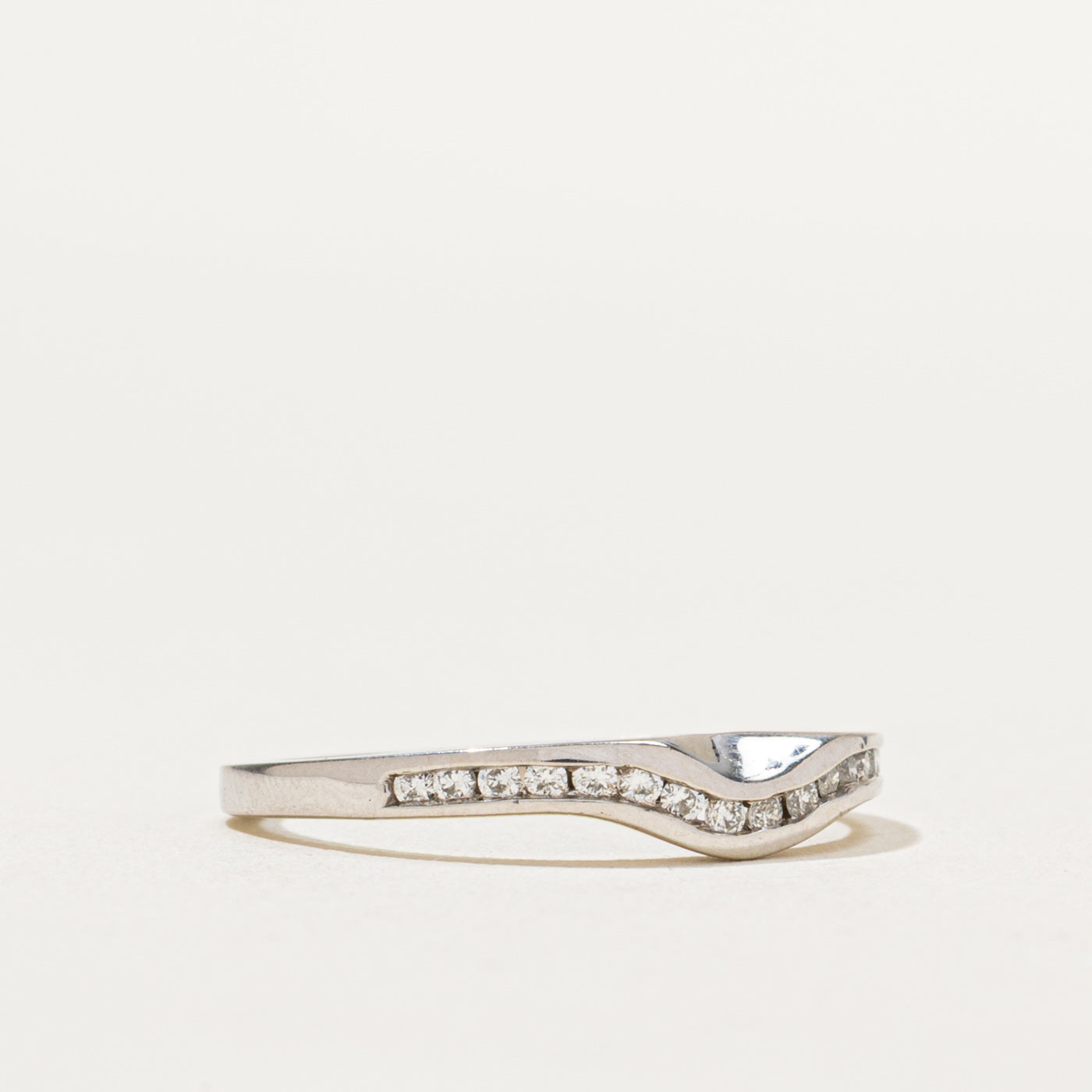 Semi Eternity Diamond Contour Wedding Band Ring - 0.19ctw Round Cut White Gold (Size 7) - Perfect for Engagement, Anniversary & Bridal Jewelry Gifts
