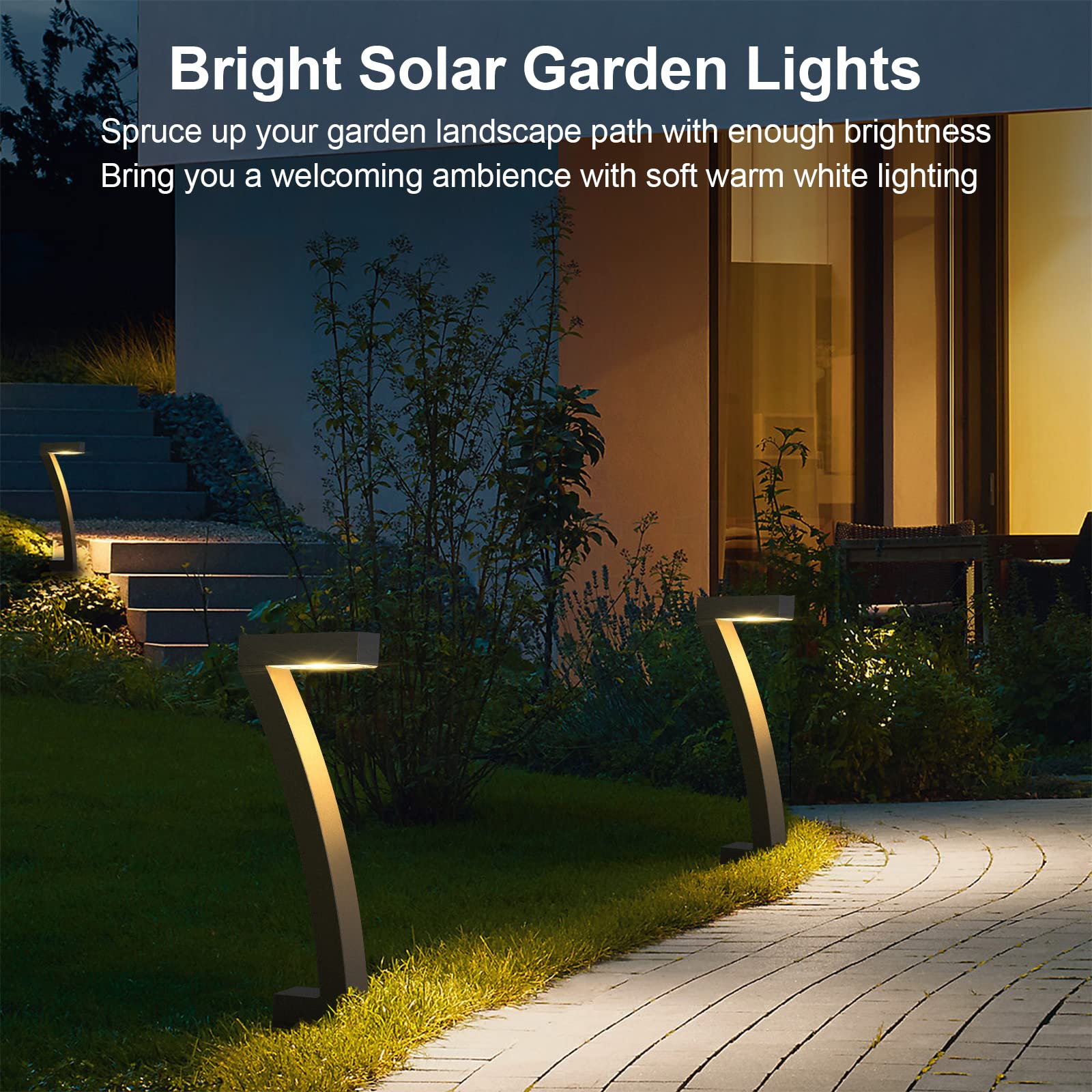 WdtPro Solar Outdoor Pathway Lights - 6 Pack Waterproof Bright Solar Garden Lights with Auto On/Off, 12 Hours Runtime for Landscape, Yard, Walkway, Driveway - Perfect for Nighttime Safety & Decorative Outdoor Lighting