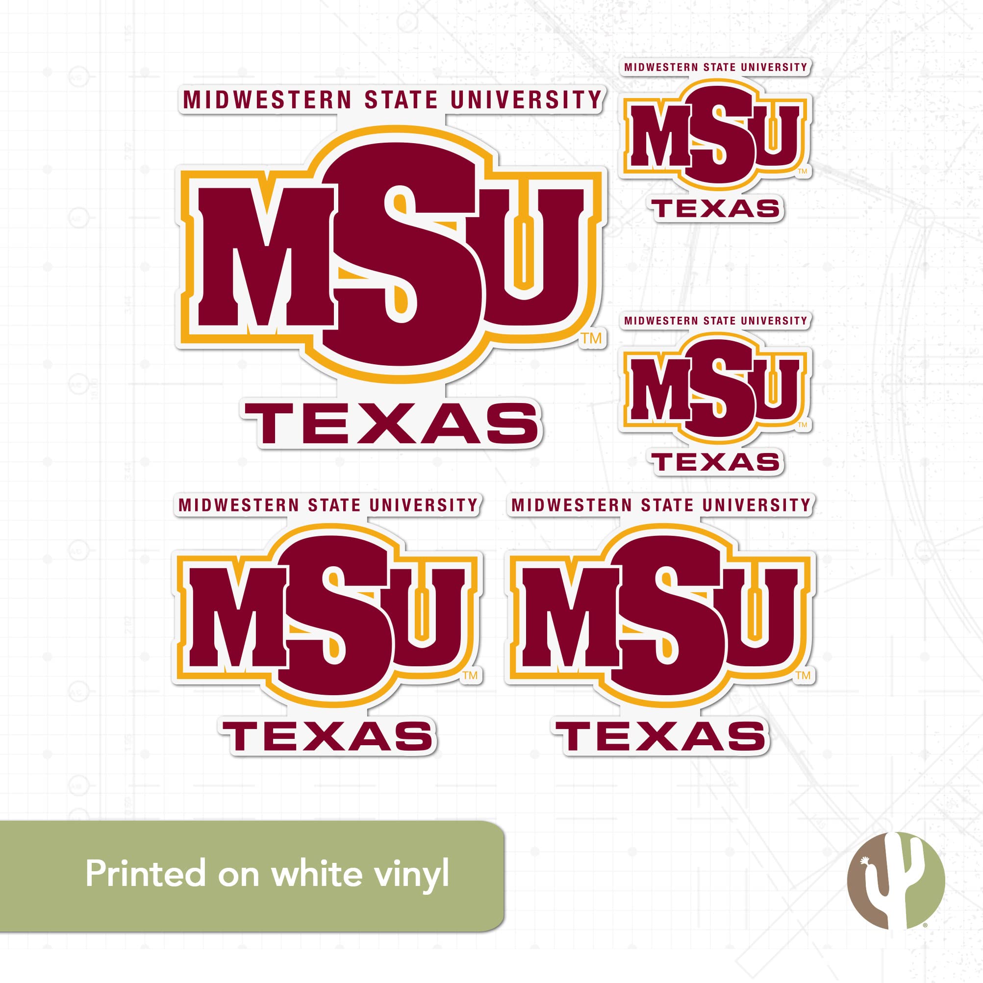 MSU Mustangs Vinyl Decals - Desert Cactus Design for Laptop, Water Bottle, Car & Scrapbook - Perfect for College Students, Alumni & Fans - Western State University Stickers for School Spirit & Decor