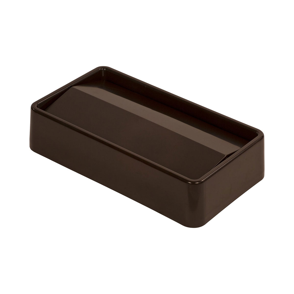 Carlisle 34202469 TrimLine Rectangle Swing Top Trash Can with Lid - Dark Brown Waste Container for Kitchen, Office, or Bathroom Use