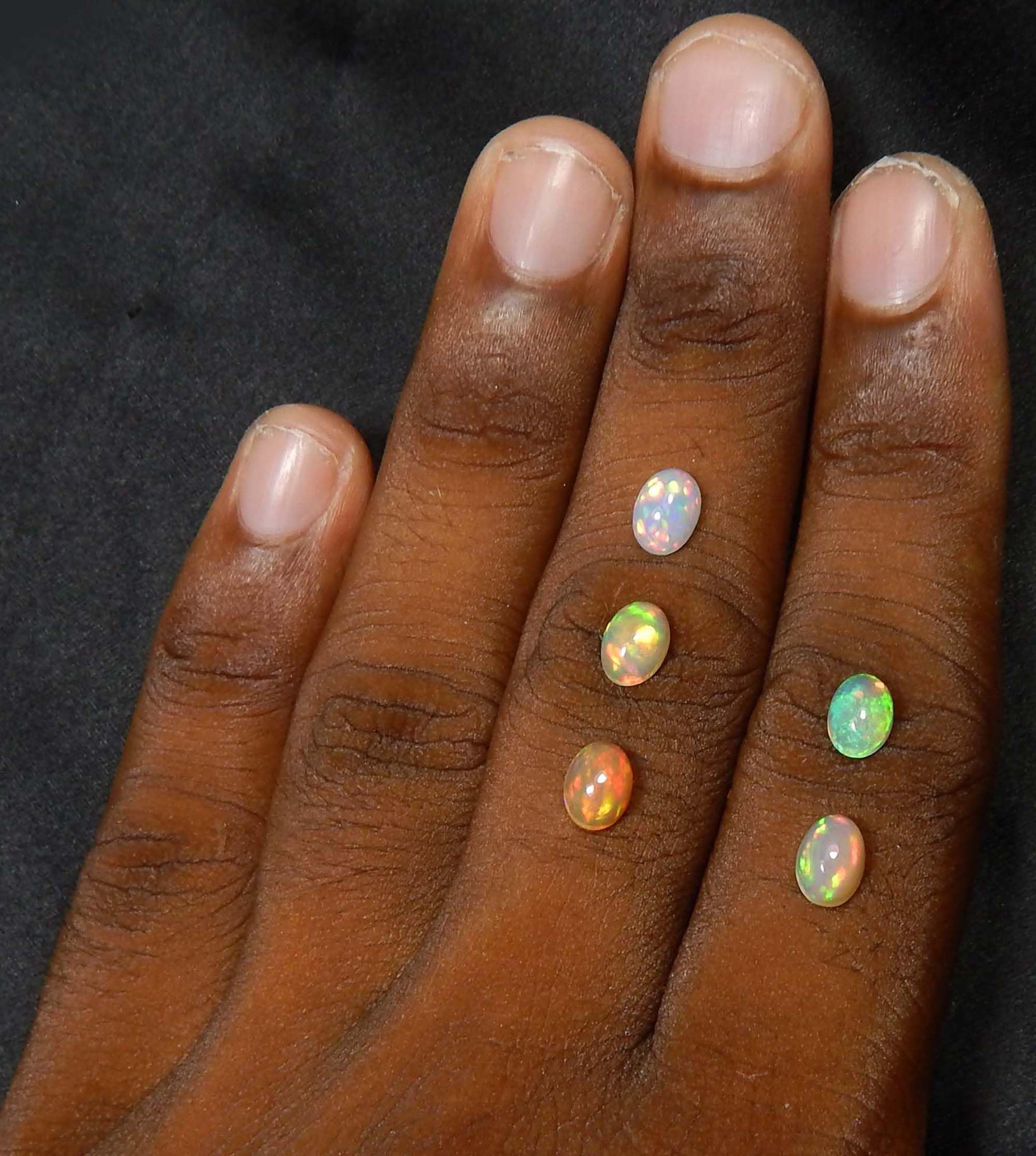 Premium AAA Grade Natural Ethiopian Opal Gemstone Mix Size Box (5x7mm, 5 Stones) - Perfect for Jewelry Making, Collecting & Gifts
