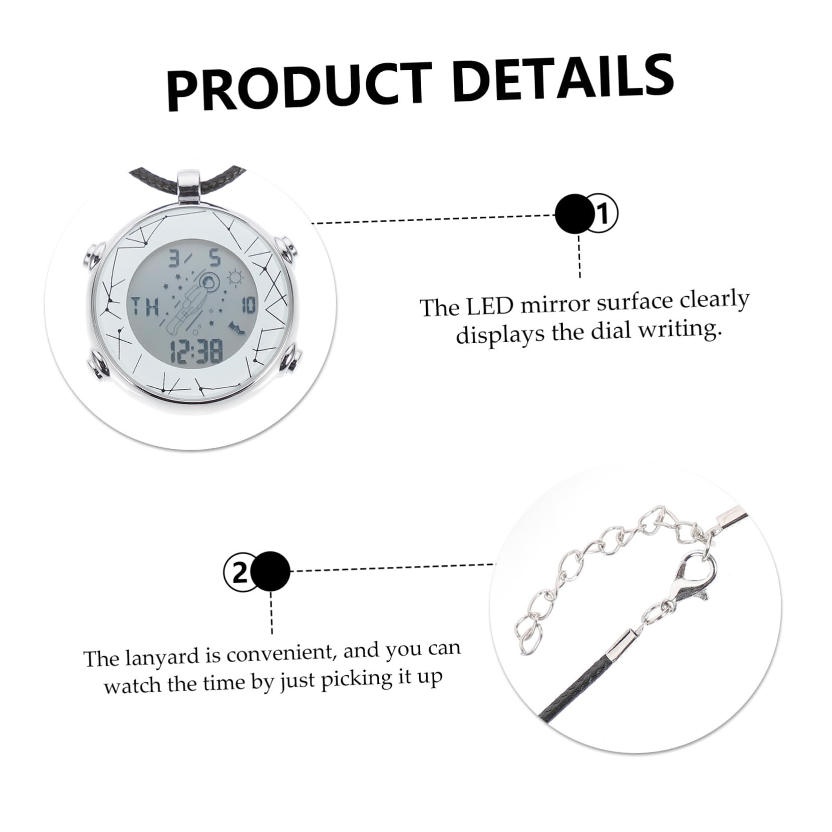 GALPADA Sports Digital Pocket Watch with Alarm - Electronic Hanging Neck Watch for Men & Women - Perfect for Running, Hiking, and Outdoor Activities