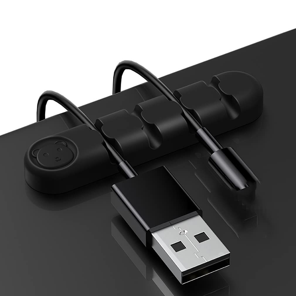 FengJu 2 Pack Cable Organizer Clips - Cord Management Holder for Power Cord, USB, Mouse & PC Wires - Desk & Nightstand Cable Organizer for Home Office (Perfect for Workspace, Gaming Setup & Bedside Charging)