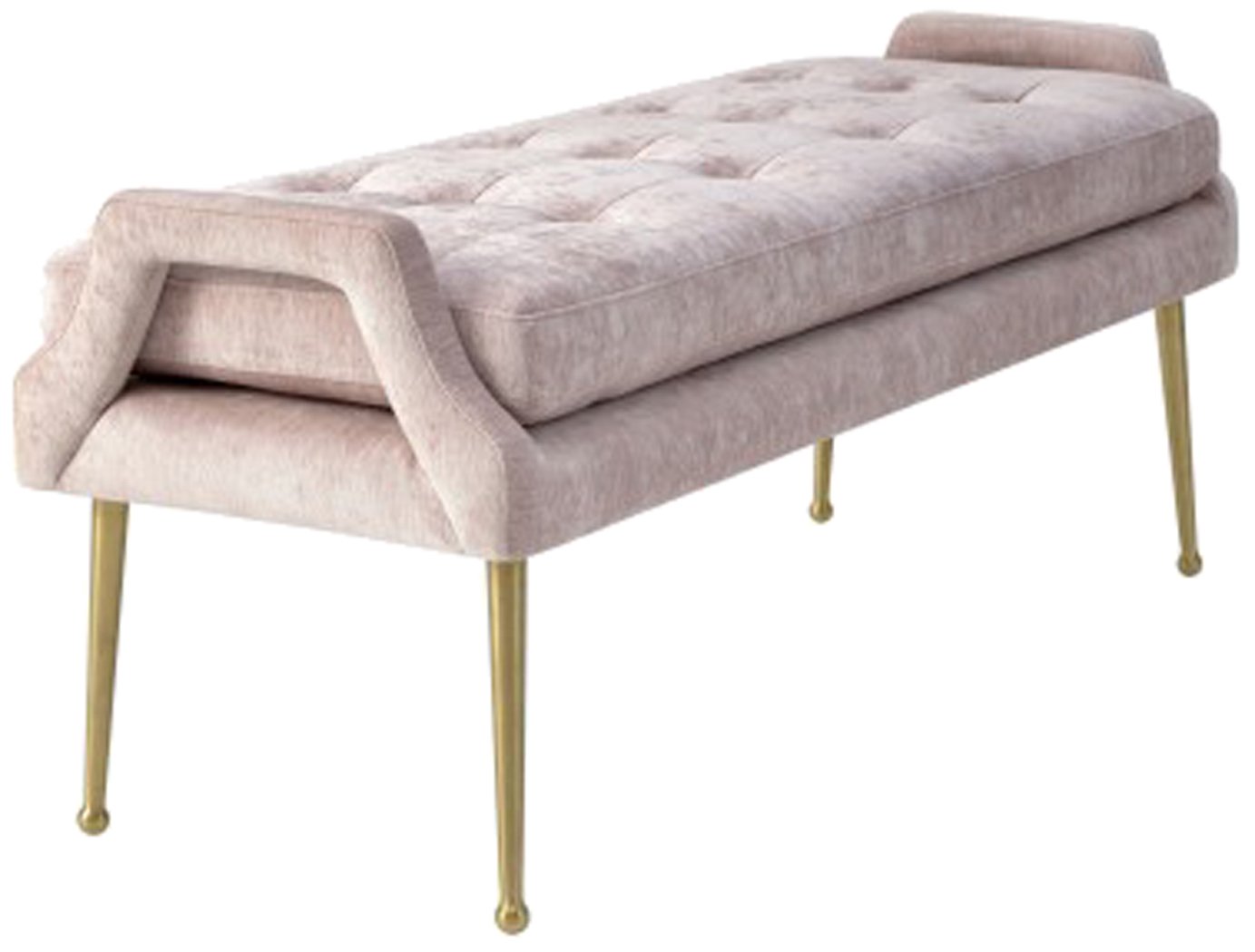 TOV Furniture Eileen Collection Modern Velvet Upholstered Bench with Solid Wood Legs in Blush Pink - Perfect for Bedroom, Living Room & Entryway Seating