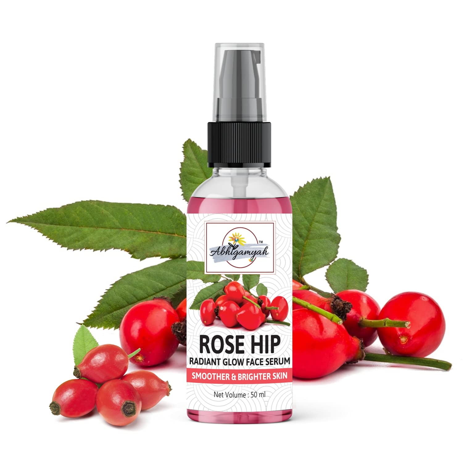 ABHIGAMYAH Rose Hip Radiant Glow Face Serum - Lightweight Non-Greasy Moisturizing Formula for All Skin Types (50ml) - Perfect for Daily Hydration & Brightening Skincare Routine