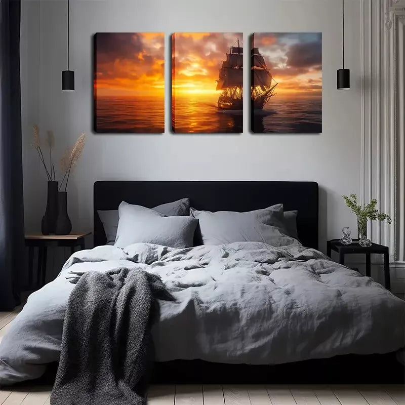 3-Piece Vibrant Seascape Wall Art Set - Framed Canvas Paintings 40x60cm (16x24in) - High Quality Australian Made Ocean Decor - Perfect for Living Room, Bedroom & Office Wall Decor