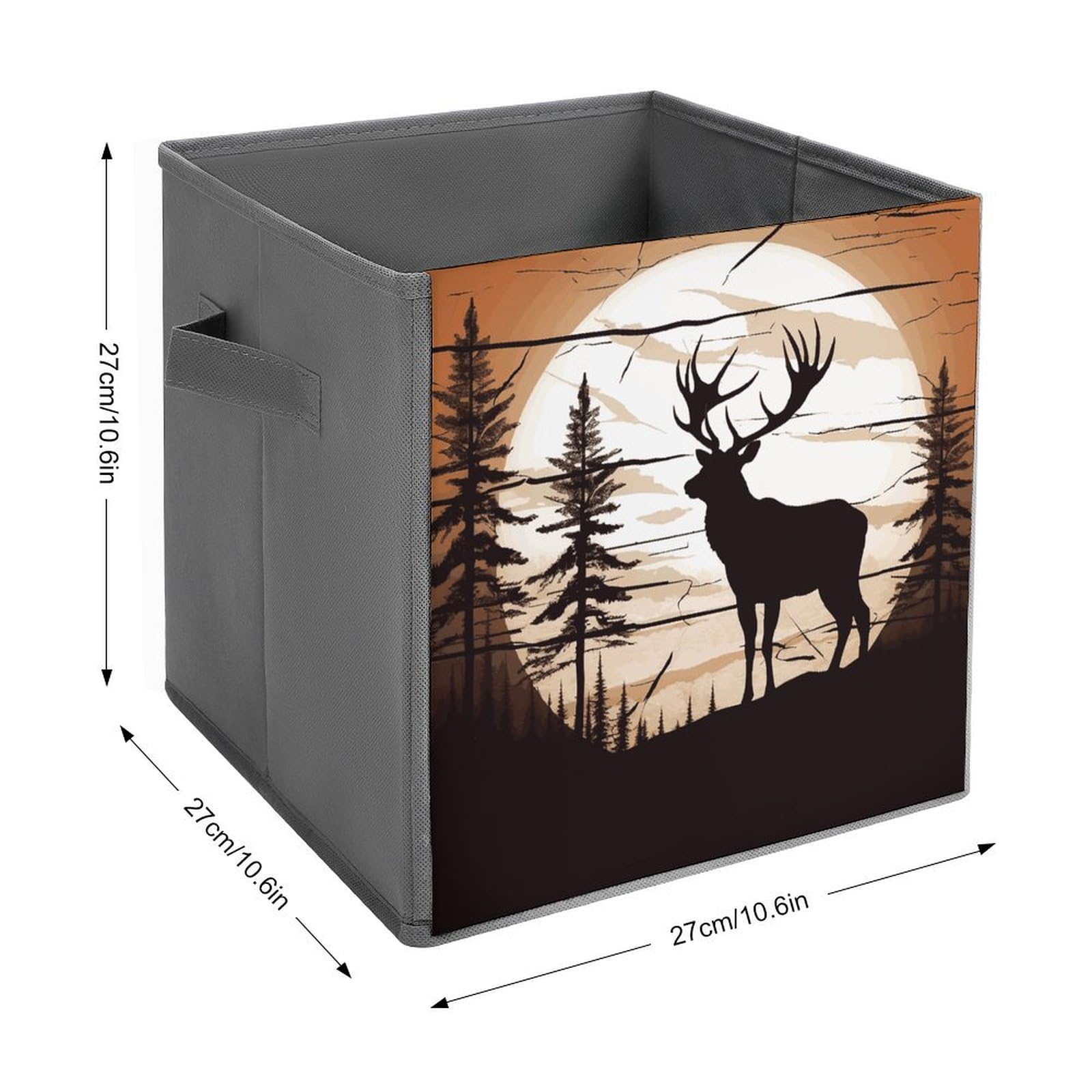 Wild Elk Silhouette Printed Storage Baskets - 2 Pack Fabric Storage Bins for Home Organization | Closet, Nursery, Laundry Room & Office Storage Solutions