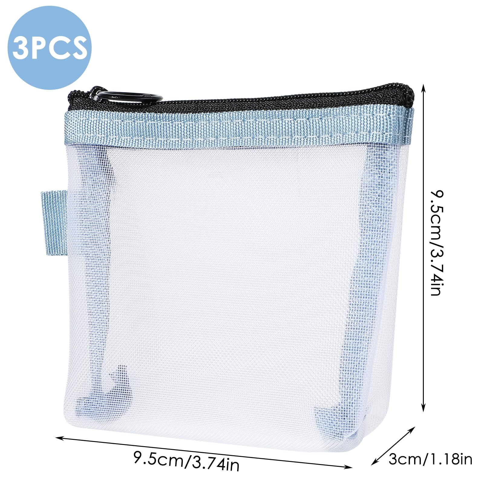 3-Piece Mini Clear Mesh Zipper Pouch Set - Small Travel Makeup Bag for Cosmetics, Lipstick, Keys, Earphones & Cards | Perfect for Purse Organizer, Gym Essentials & On-the-Go Storage