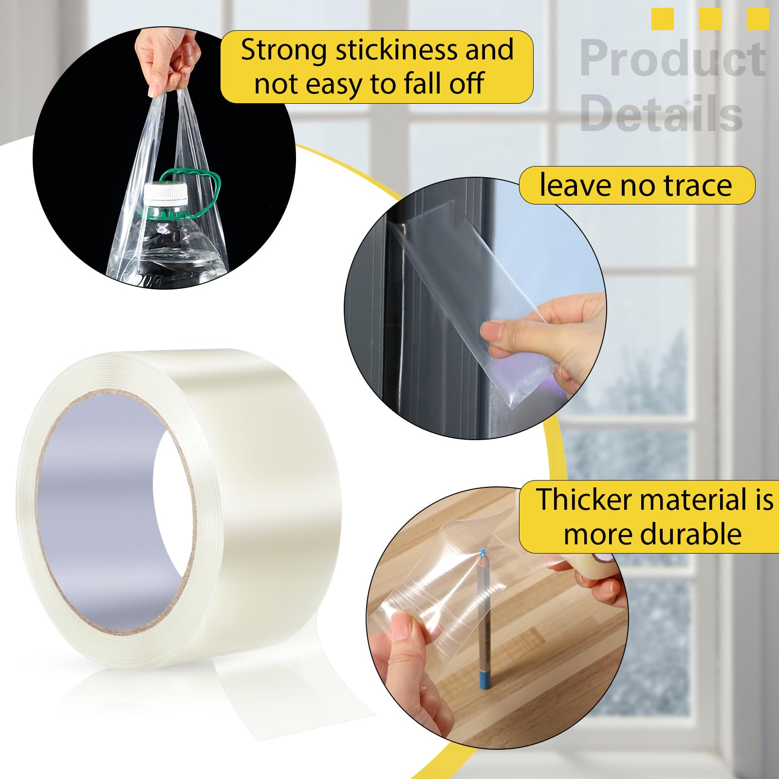 Transparent Window Insulation Tape - 2 Inch x 26 Yard Weatherproof Seal for Winter Doors & Windows | No Residue, Draft Proof | Perfect for Home Energy Efficiency & Cold Weather Protection