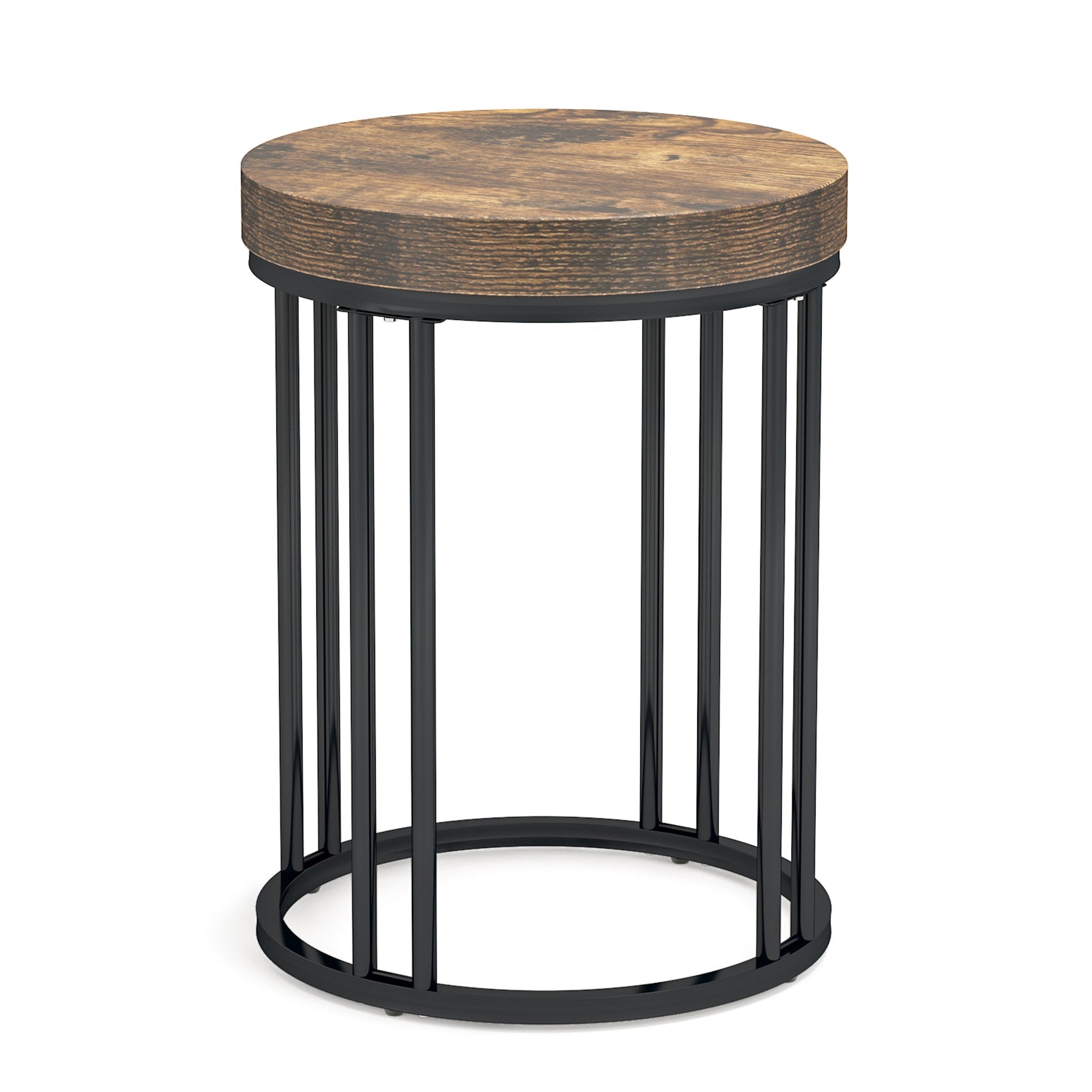 Round End Table - Small Accent Side Table with Sturdy Metal Frame for Living Room, Bedroom & Office Decor | Modern Side Table for Coffee, Books & Plants