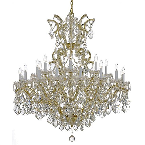 Maria Theresa 25-Light Swarovski Crystal Gold Chandelier - Luxury Ceiling Light Fixture for Dining Room, Ballroom & Wedding Venue Decoration