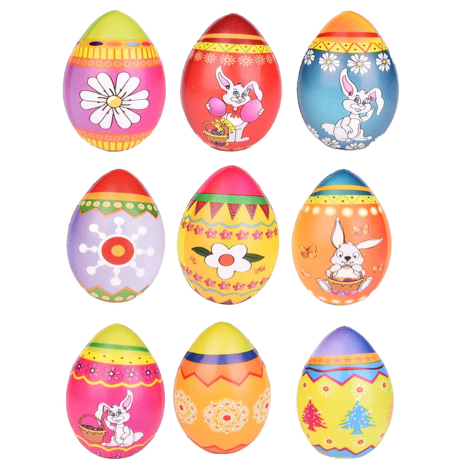 9Pcs Foam Easter Eggs Decorations - Faux Leather Printed Party Eggs for Home & Festival Decor, Stress Relief Toys, Perfect Easter Gifts for Kids & Adults | Great for Easter Parties, Home Decor, Classroom Activities