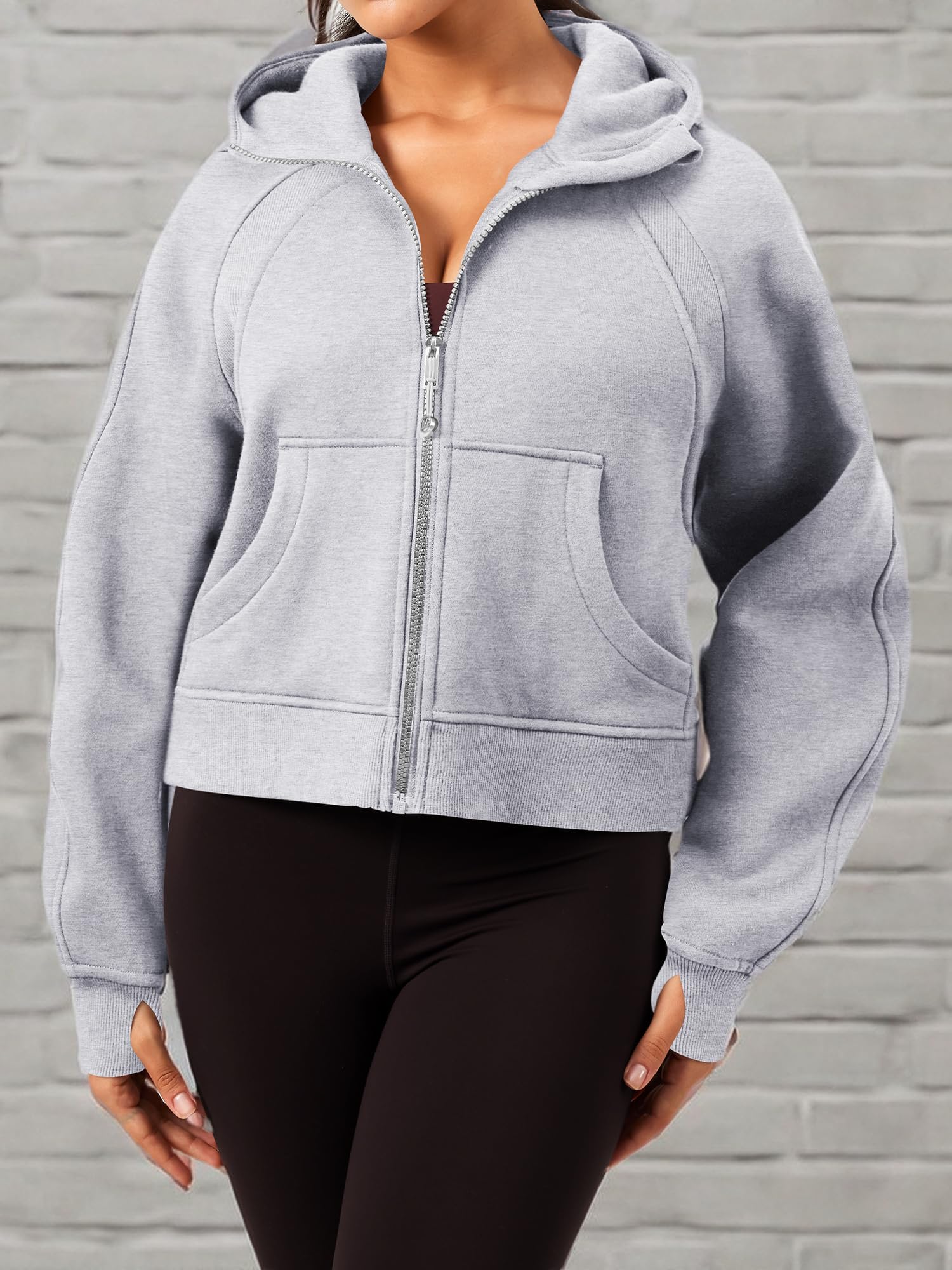 GYM RAINBOW Women's Oversized Zip Up Hoodie - Cropped Hooded Sweatshirt Pullover with Full Zip Fleece Jacket - Perfect for Workouts, Lounge Wear & Street Fashion