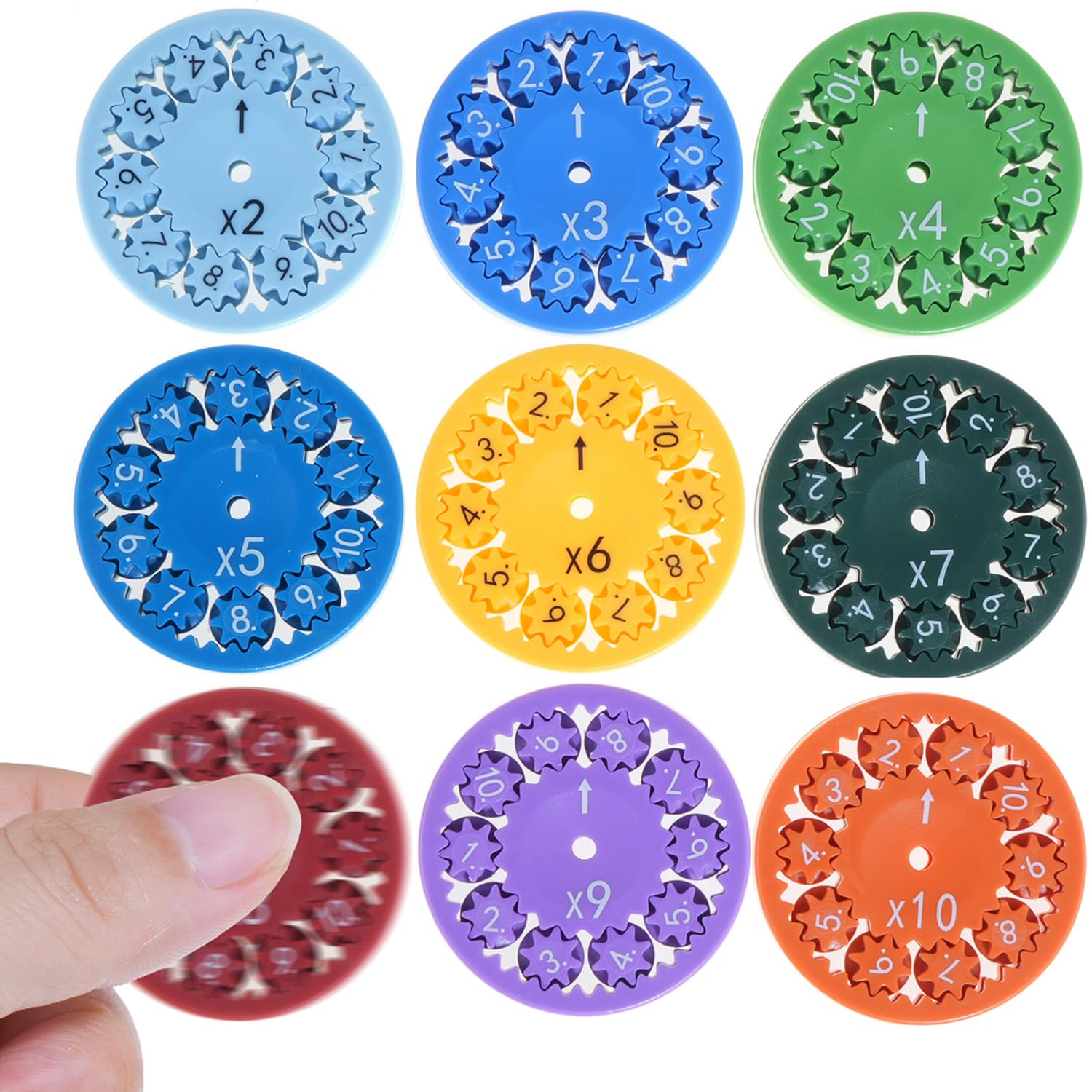 Math Fidget Spinners - Educational Learning Toys for Kids | Addition, Subtraction, Multiplication & Division Practice | Homeschool & Classroom STEM Tools (9-Piece Set) - Perfect for Stress Relief, Focus Aid & Math Games