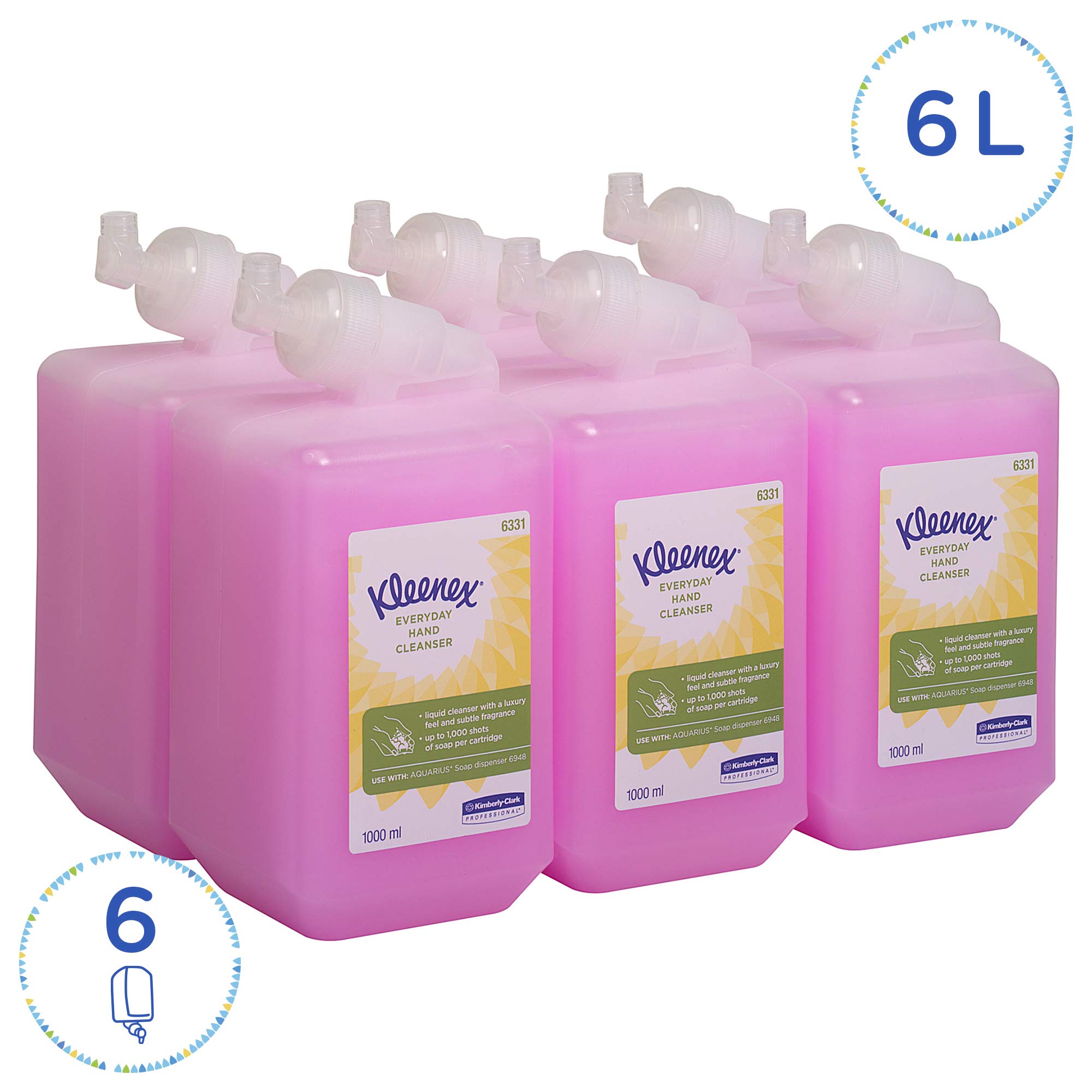 Scott Essential Foam Hand Wash 6340 Refill Pack - 6 x 1 Liter Scented Foaming Hand Soap Refills (Pink) with Kleenex Hand Soap 6331 - Bulk Liquid Hand Soap for Home, Office & Public Restrooms