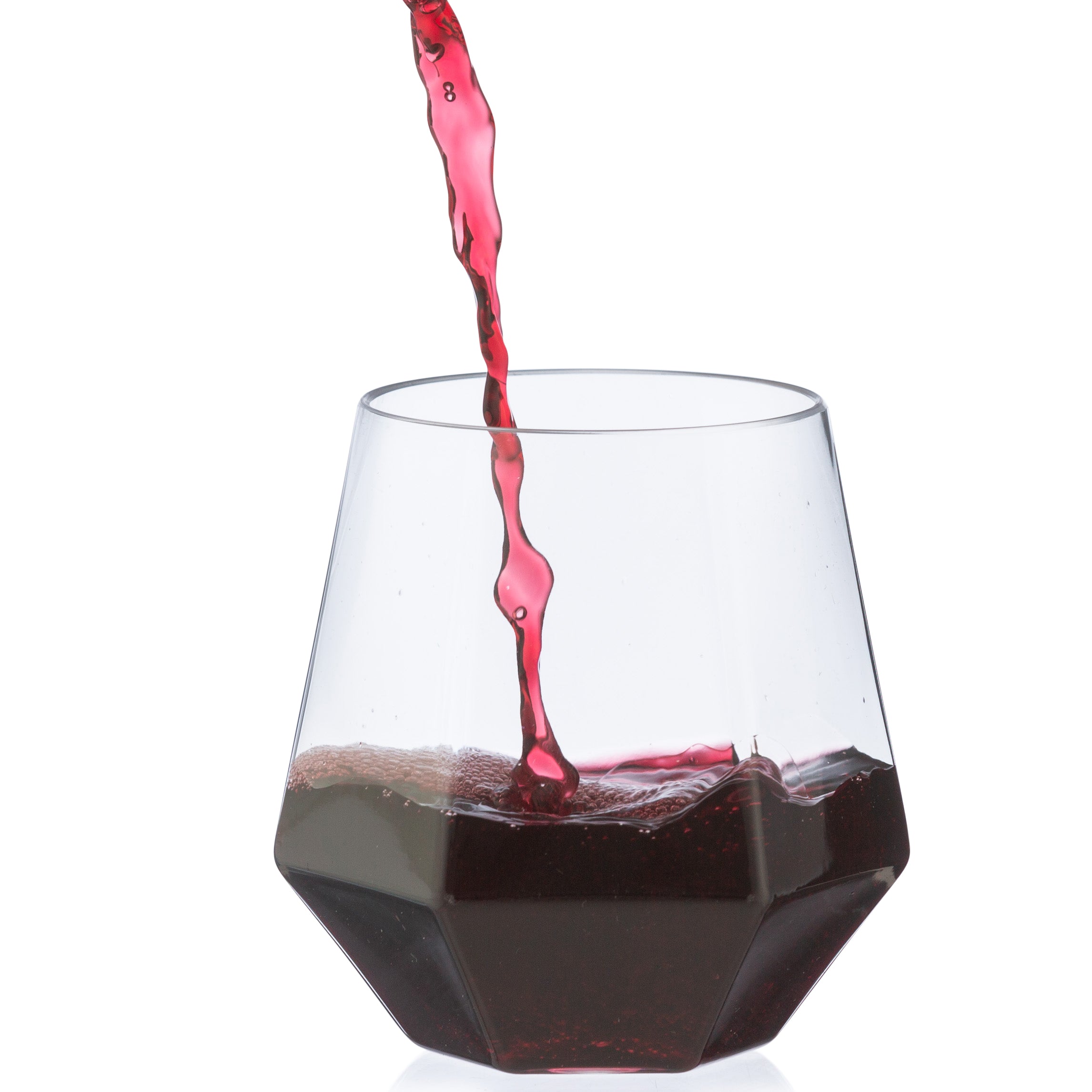 12 oz Clear Stemless Diamond Shaped Wine Glasses Set of 6 - Shatterproof Crystal-Like Drinking Cups for Parties, Weddings & Home Entertaining