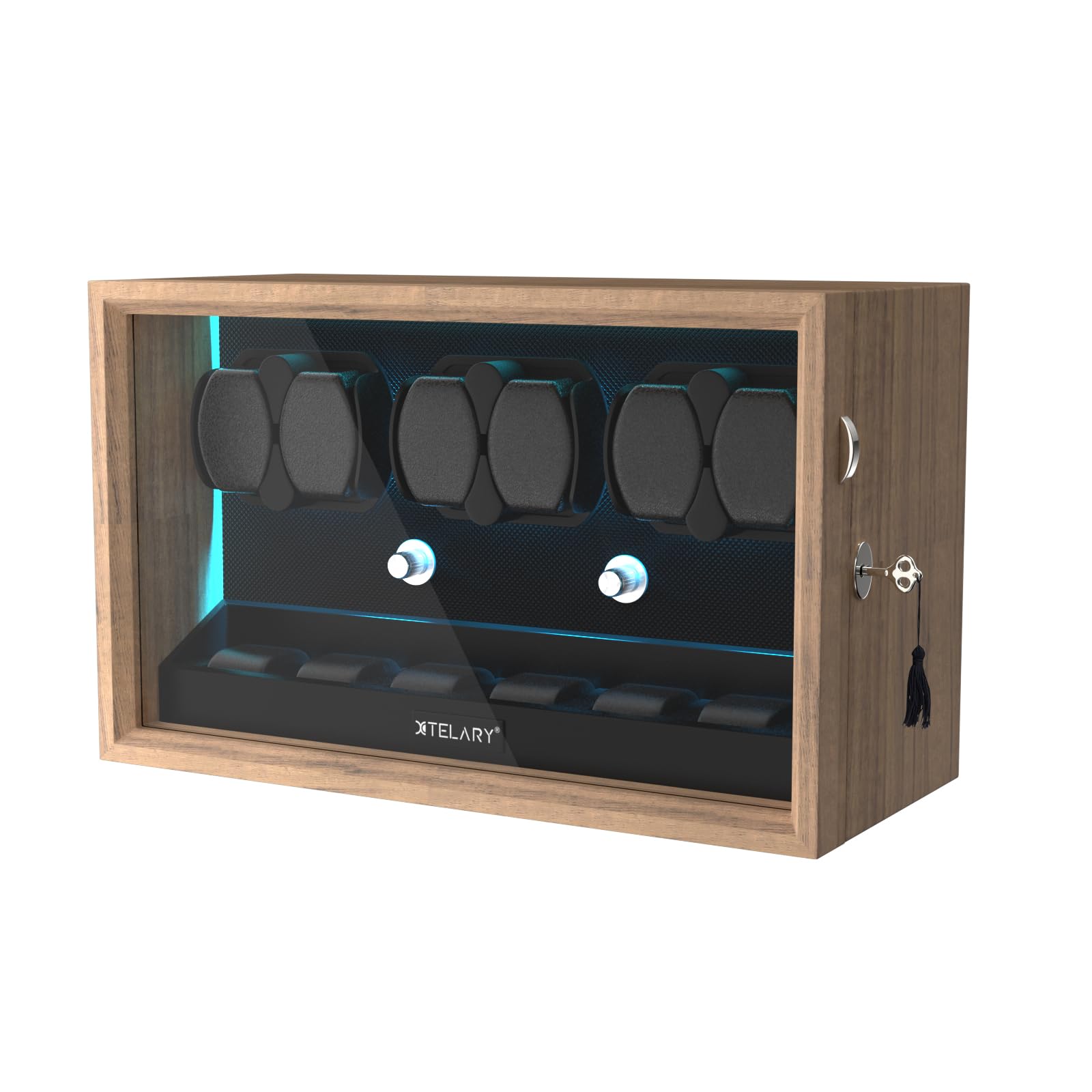 XTELARY Lockable Automatic Watch Winder - 4/6/8/12 Watch Storage Box with 4 Rotation Modes, Ultra Quiet Motor & LED Backlight | Perfect for Watch Collectors, Luxury Timepiece Display & Safe Storage at Home/Office