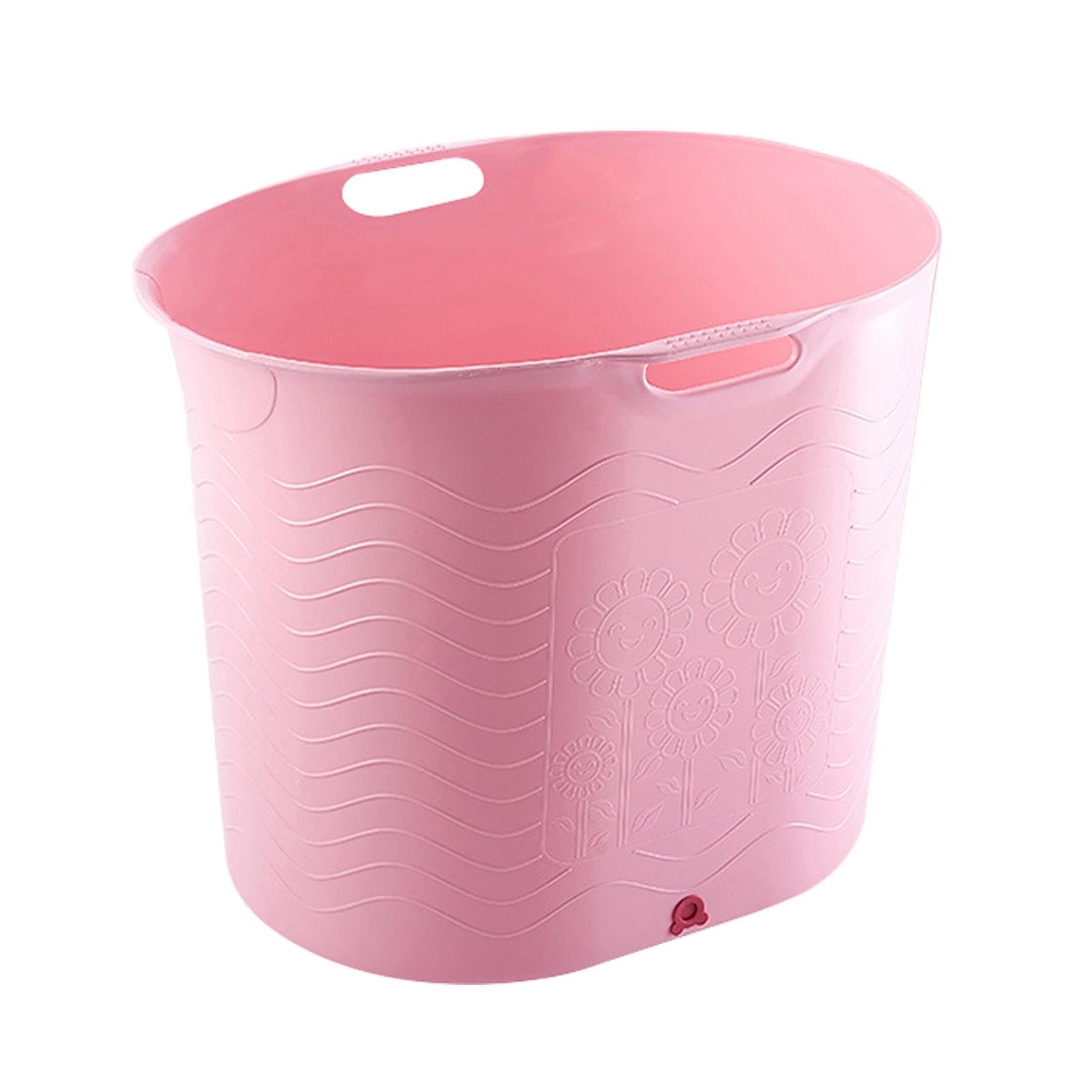 High-Temperature Resistant Baby Bathtub with Drainage - Deep Large Shower Tub for Toddlers & Newborns | Perfect for Baby Showers, Bath Time & Nursery Essentials (Pink/Blue) - Ideal for Home, Daycare & Travel Use