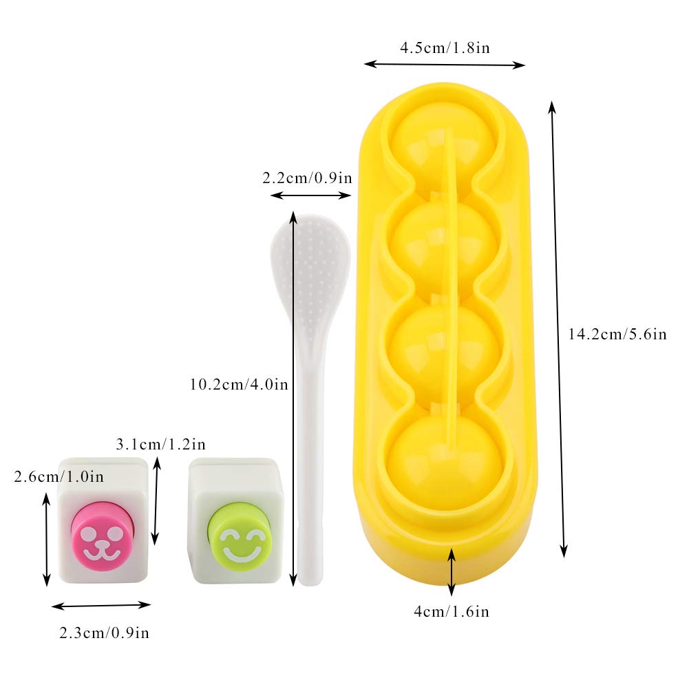 Rice Ball Molds Set - Mini Sushi Maker Kit with Spoon & Smile Face Seaweed Embossing Tool for DIY Bento, Kids Lunch & Party Snacks - Perfect for Home Meal Prep, School Lunches & Japanese Food Lovers