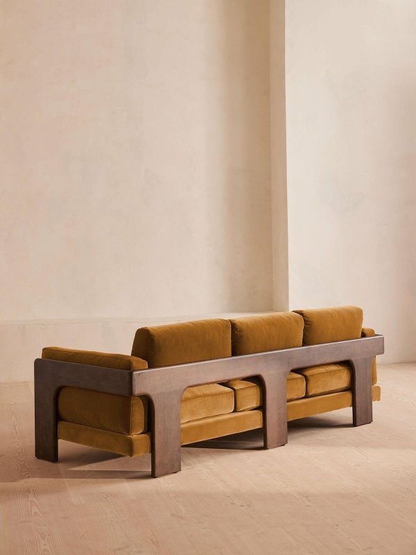 Handmade Designer Marcia 3-Seater Sofa with Reversible Cushions - Luxury Living Room Furniture for Home & Office Decor