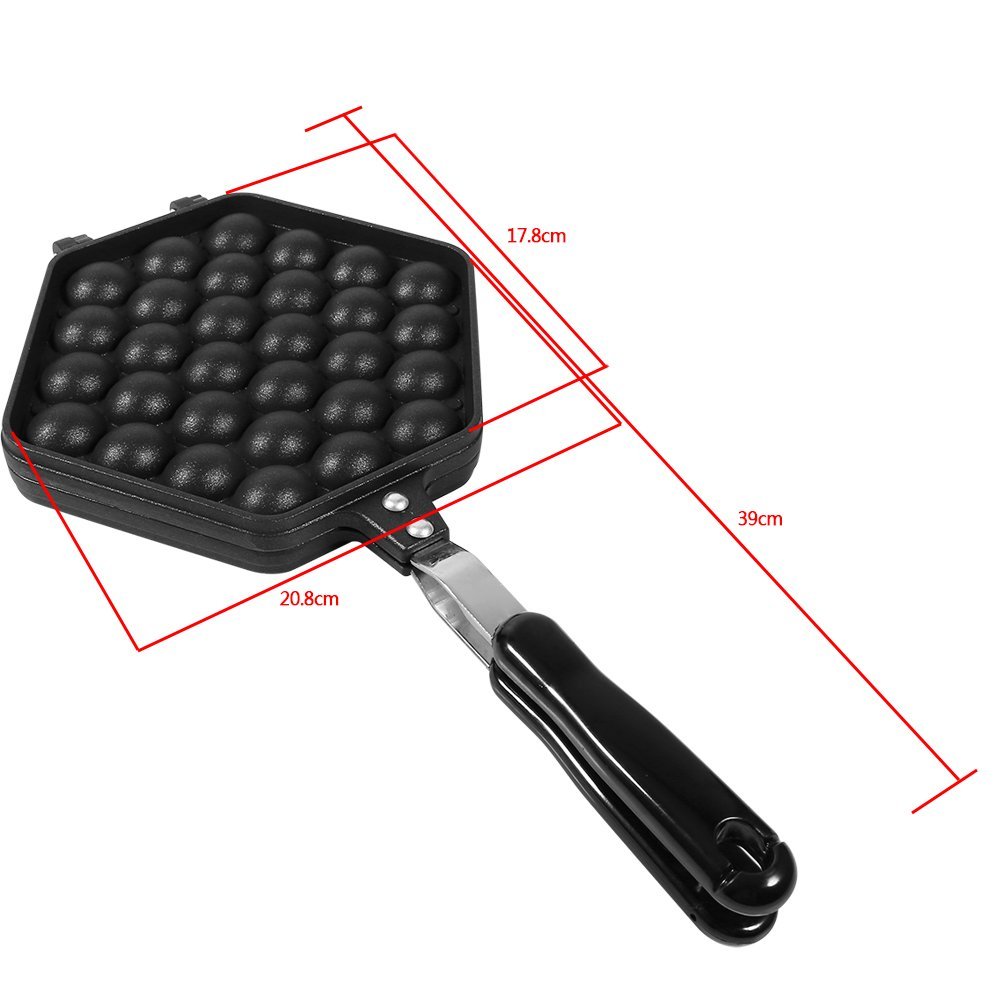 Non-Stick Aluminum Dual Head Bubble Waffle Maker - 7×8 Inch Waffle Iron Griddle for Homemade Egg Puffs & Hong Kong Style Waffles - Perfect for Breakfast, Desserts, and Party Snacks