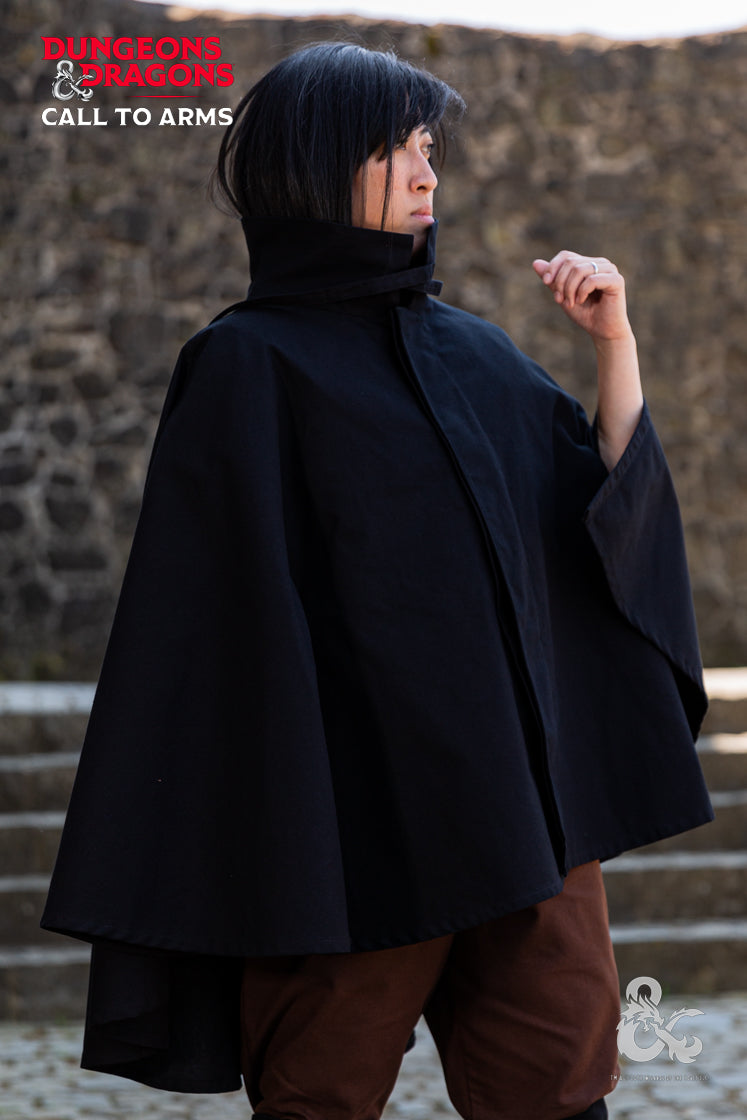 Dungeons & Dragons Rogue Cape - Black Cloak for Cosplay, LARP & Fantasy Roleplaying | Perfect for D&D Adventurers & Halloween Costumes