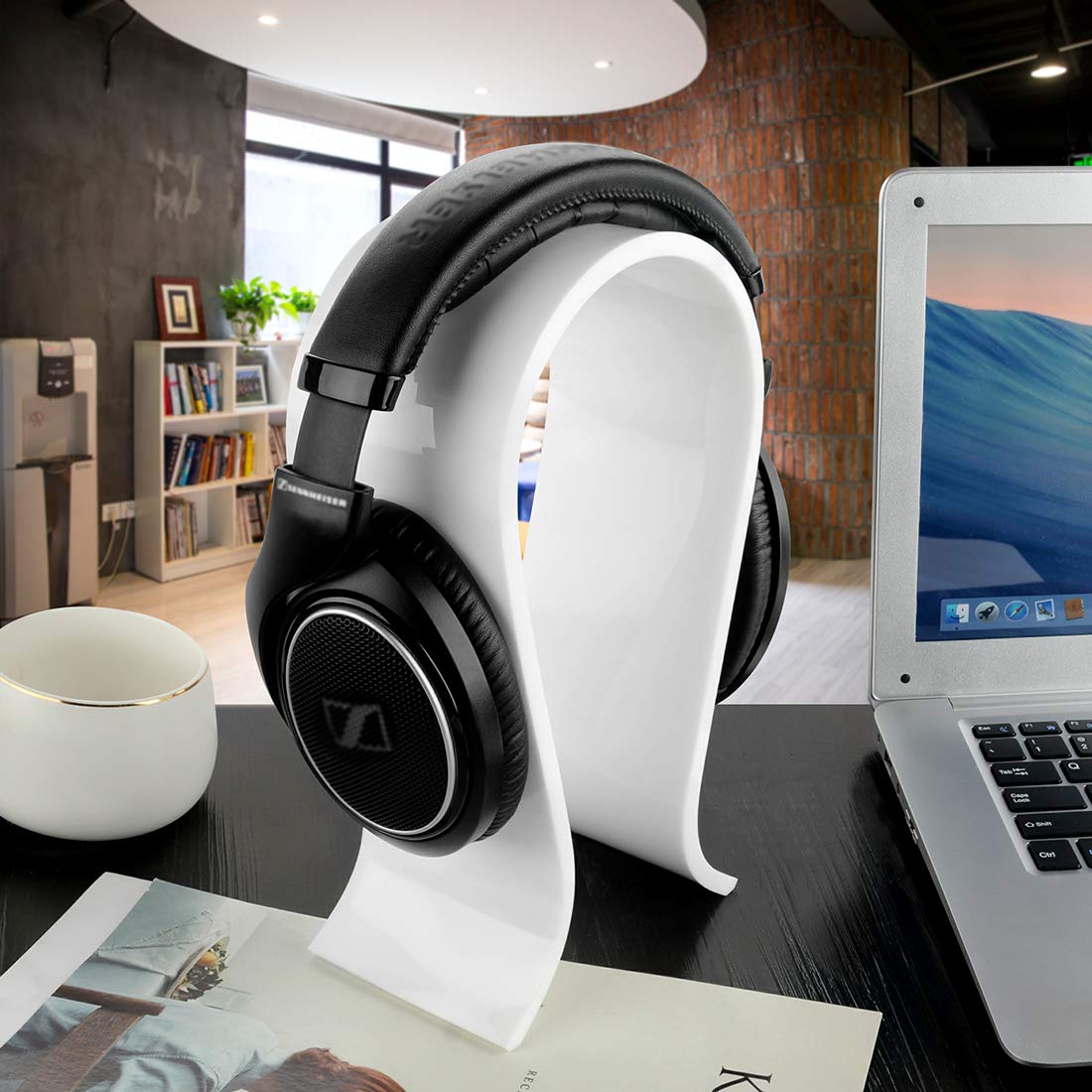 Geekria Omega Headphone Stand for Over-Ear Headphones - Premium Gaming Headset Holder with Universal Compatibility for Sony, Audio-Technica, Bose, AKG, Sennheiser, Beats Studio3 - Perfect for Desk Display & Organized Storage (White)