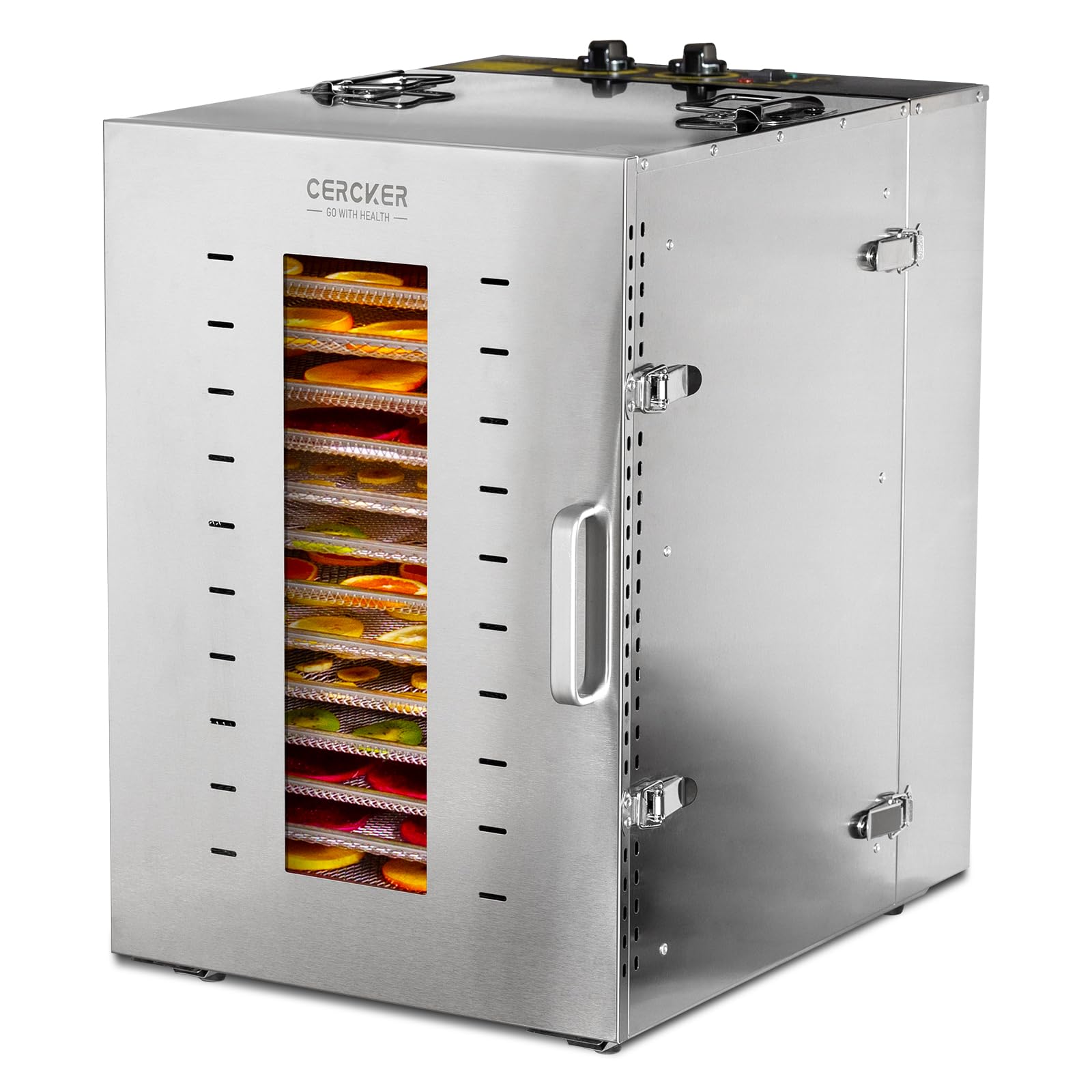 Commercial 16-Tray Stainless Steel Food Dehydrator Machine - 27ft² Large Capacity, 104°F-194°F Adjustable Temperature for Jerky, Meat, Beef, Herbs & Fruits | Perfect for Home Kitchen, Camping & Food Preservation