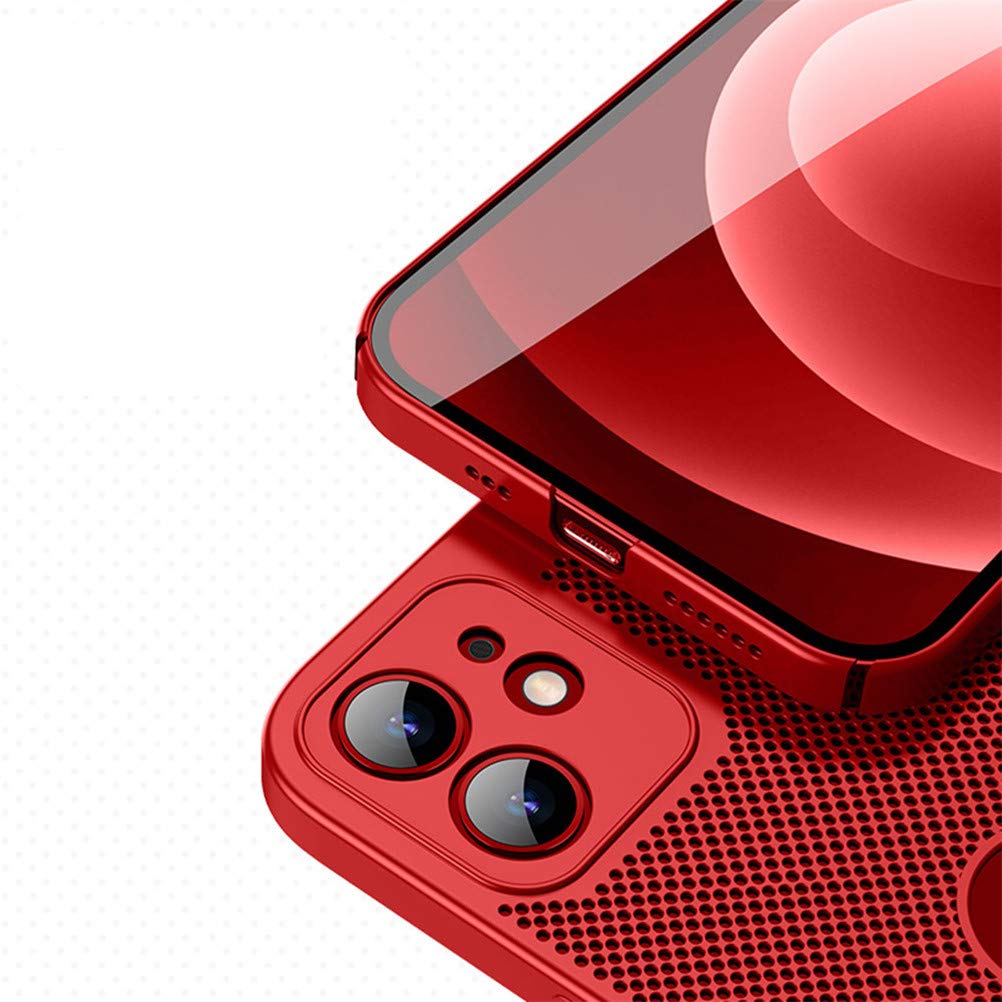 Ultra-Thin Slim Fit iPhone 12 Pro Max Case (6.7 inch 2020) - Breathable Cooling PC Back Cover with Skin Touch Feel & Heat Dissipation Technology | Perfect for Daily Use, Work & Outdoor Activities | Red