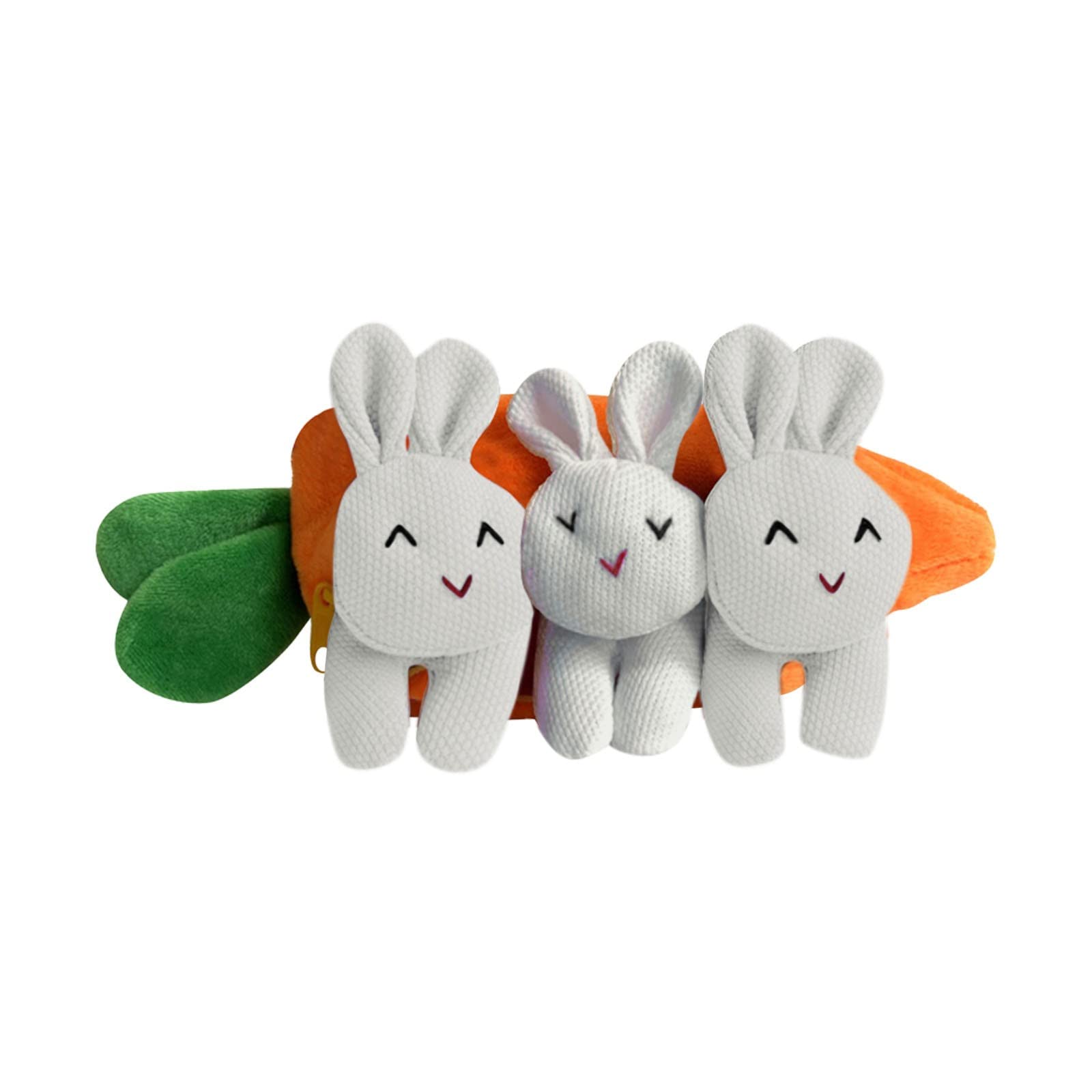 Cute Muised Plush Bunny Doll Toy Set - 3 Stuffed Animal Bunnies in Carrot Zipper Purse, Soft Unzip Rabbit Plushies for Girls, Teens & Cat Toys | Perfect for Gifts, Room Decor, Cuddling & Playtime