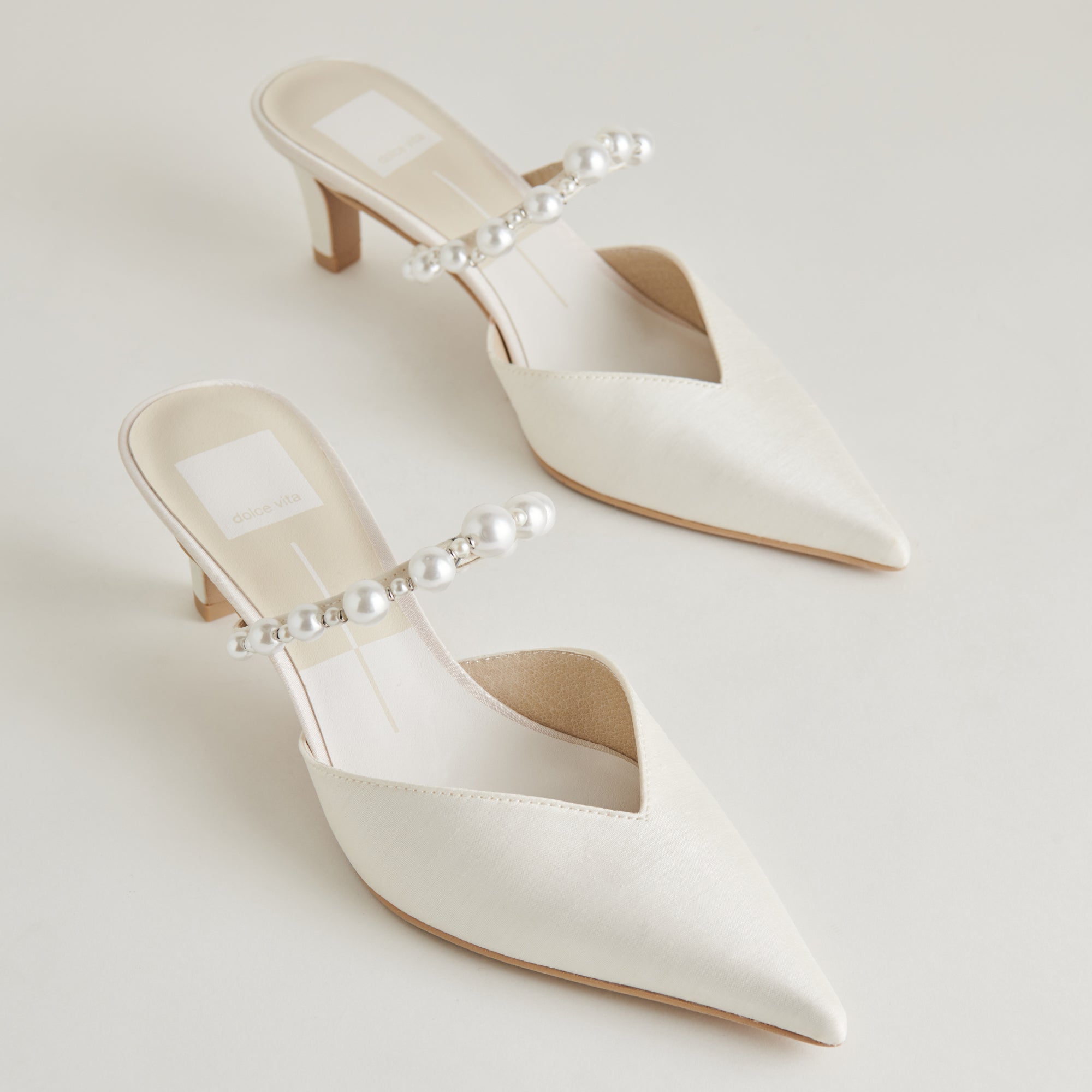 KANIKA Pearl Mid Heels - Vanilla Pearl Embellished Women's Shoes for Weddings, Parties & Special Occasions