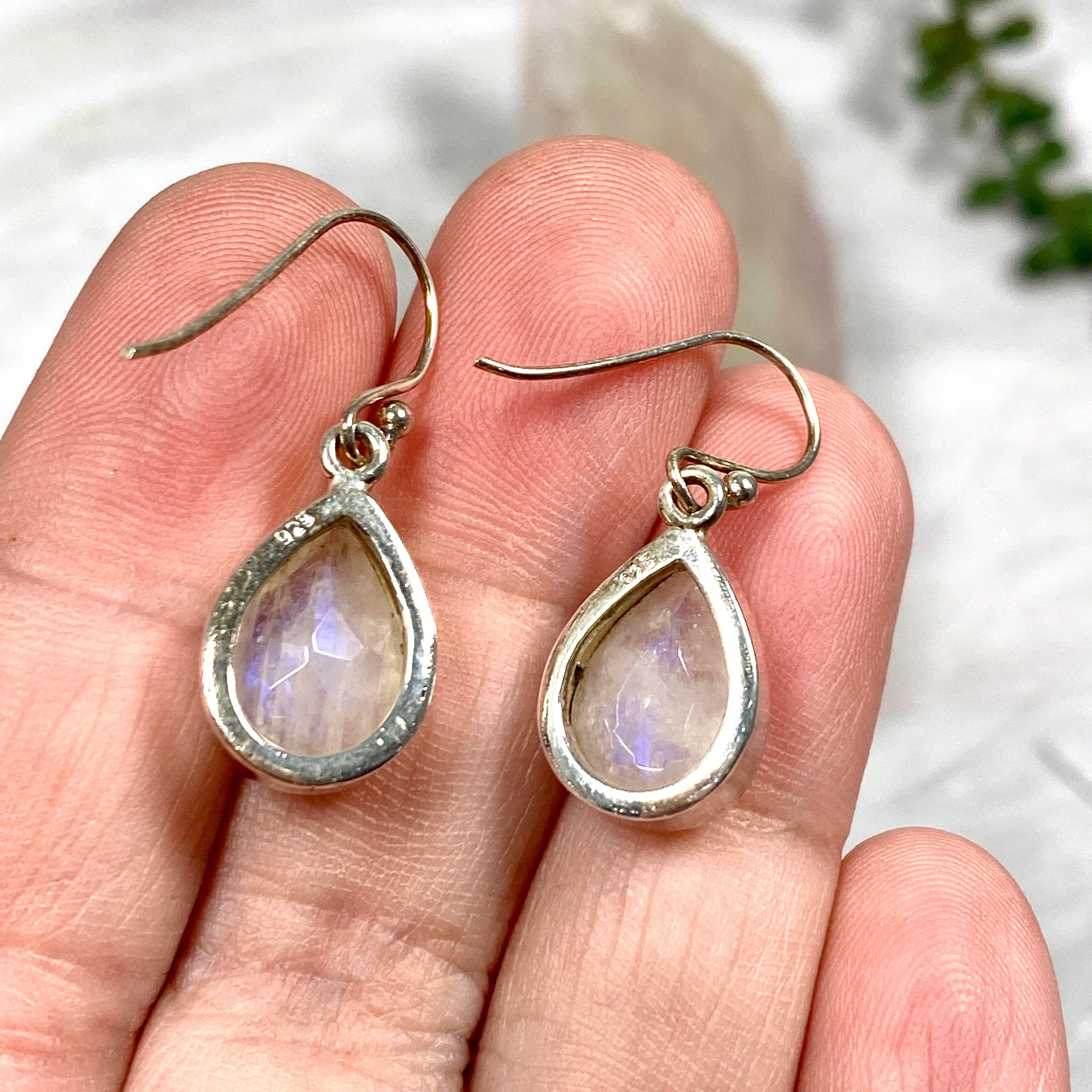Rainbow Moonstone Faceted Teardrop Earrings for Women - Elegant Dangle Drop Earrings for Wedding, Party & Everyday Wear - KEGJ796