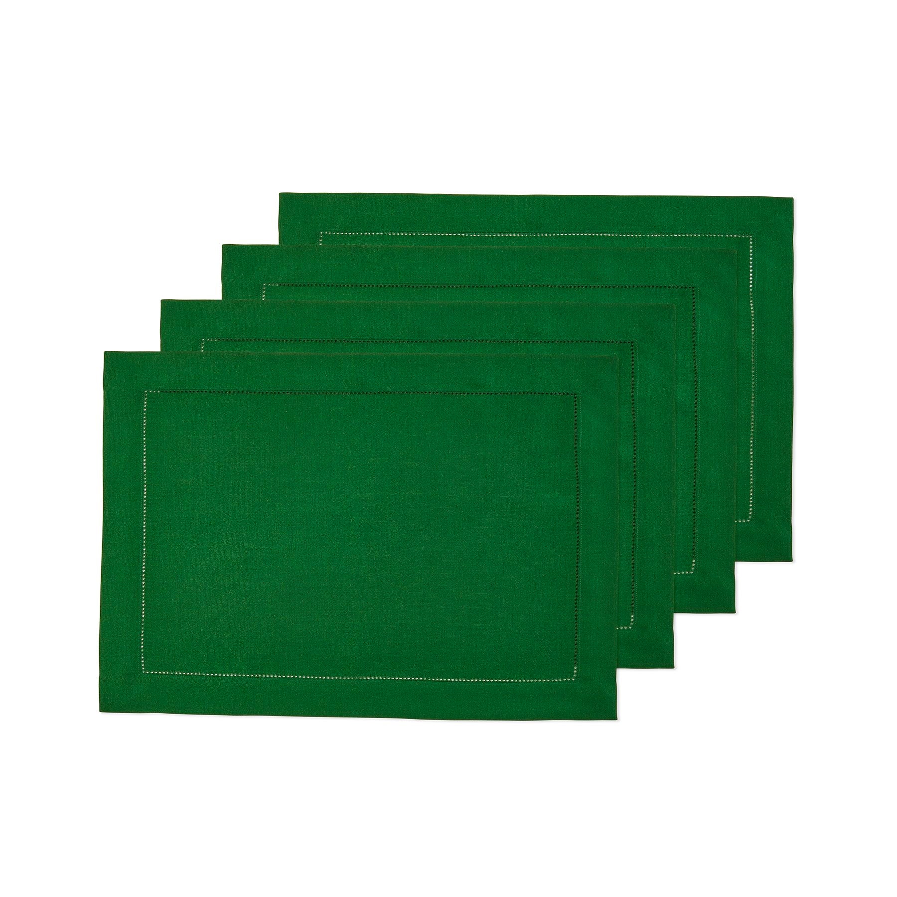Elegant Classic Hemstitch Placemats Set of 4 - Premium Linen Table Mats for Dining Room Decor - Perfect for Thanksgiving, Christmas Dinner & Formal Entertaining
