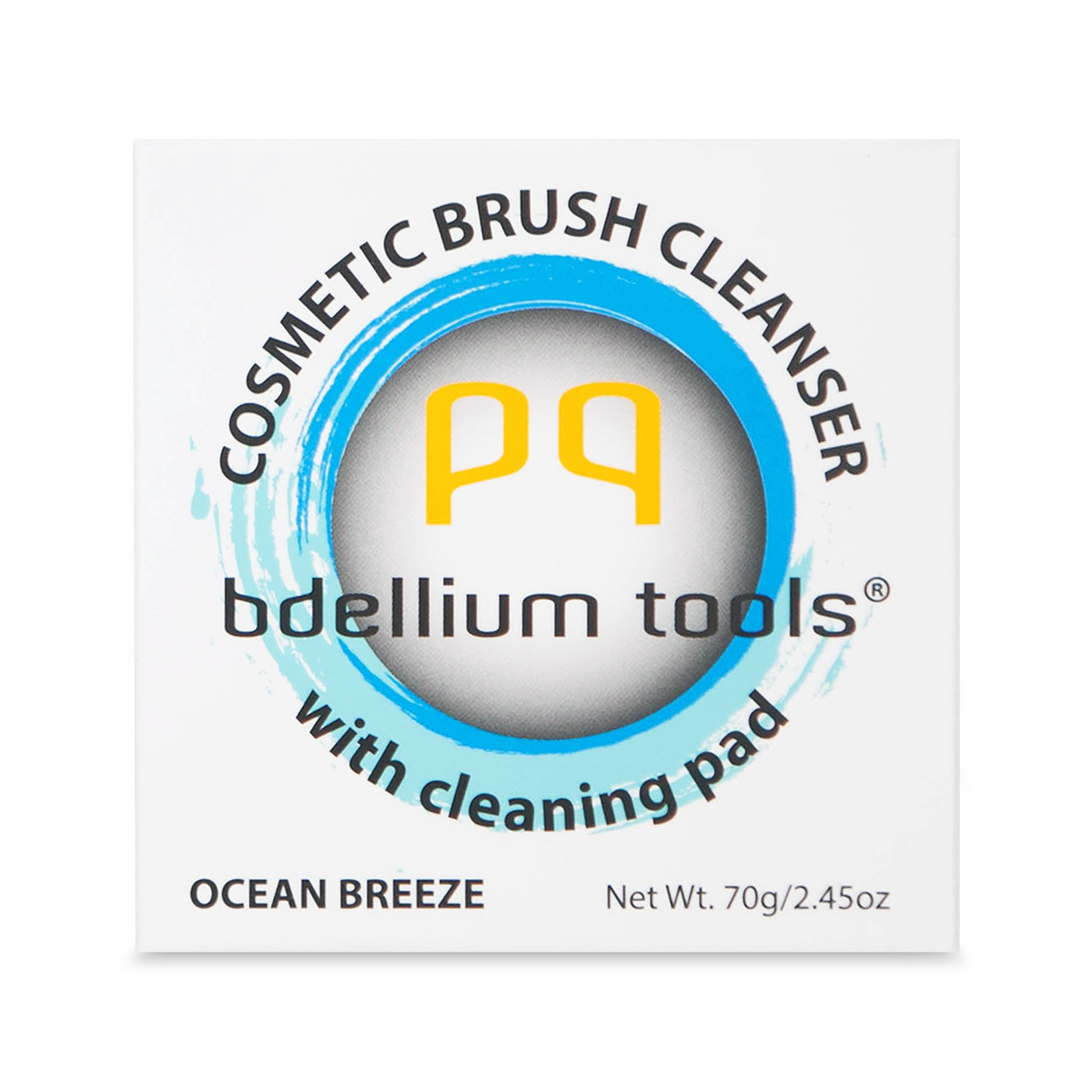 Bdellium Tools 固态化妆刷清洁皂 - 海洋微风香型（蓝色）带清洁垫，适用于专业化妆师和日常化妆刷清洁