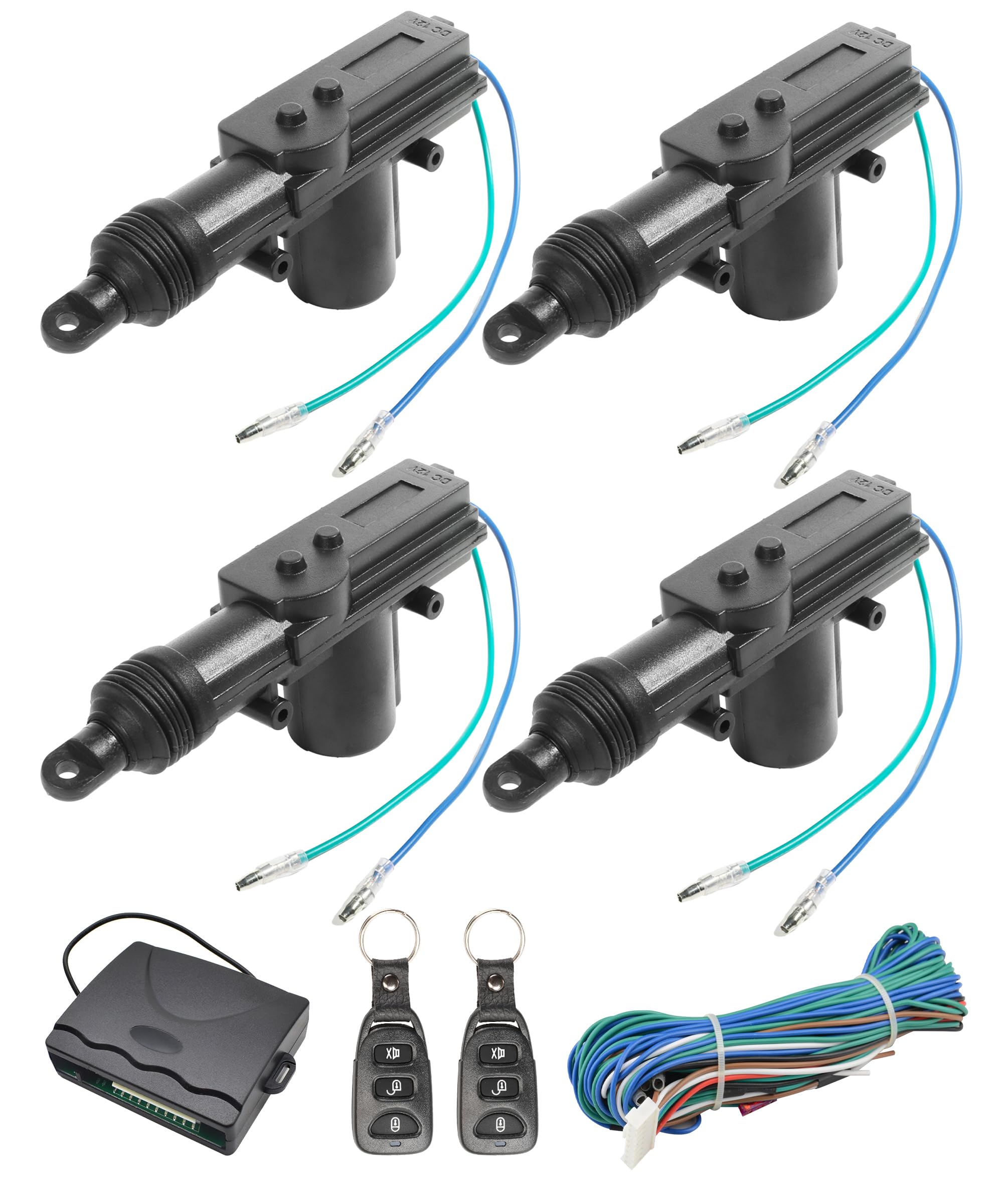 4PCS Universal Car Power Door Lock Kit with 2 Remotes - Keyless Entry System for Easy Vehicle Access