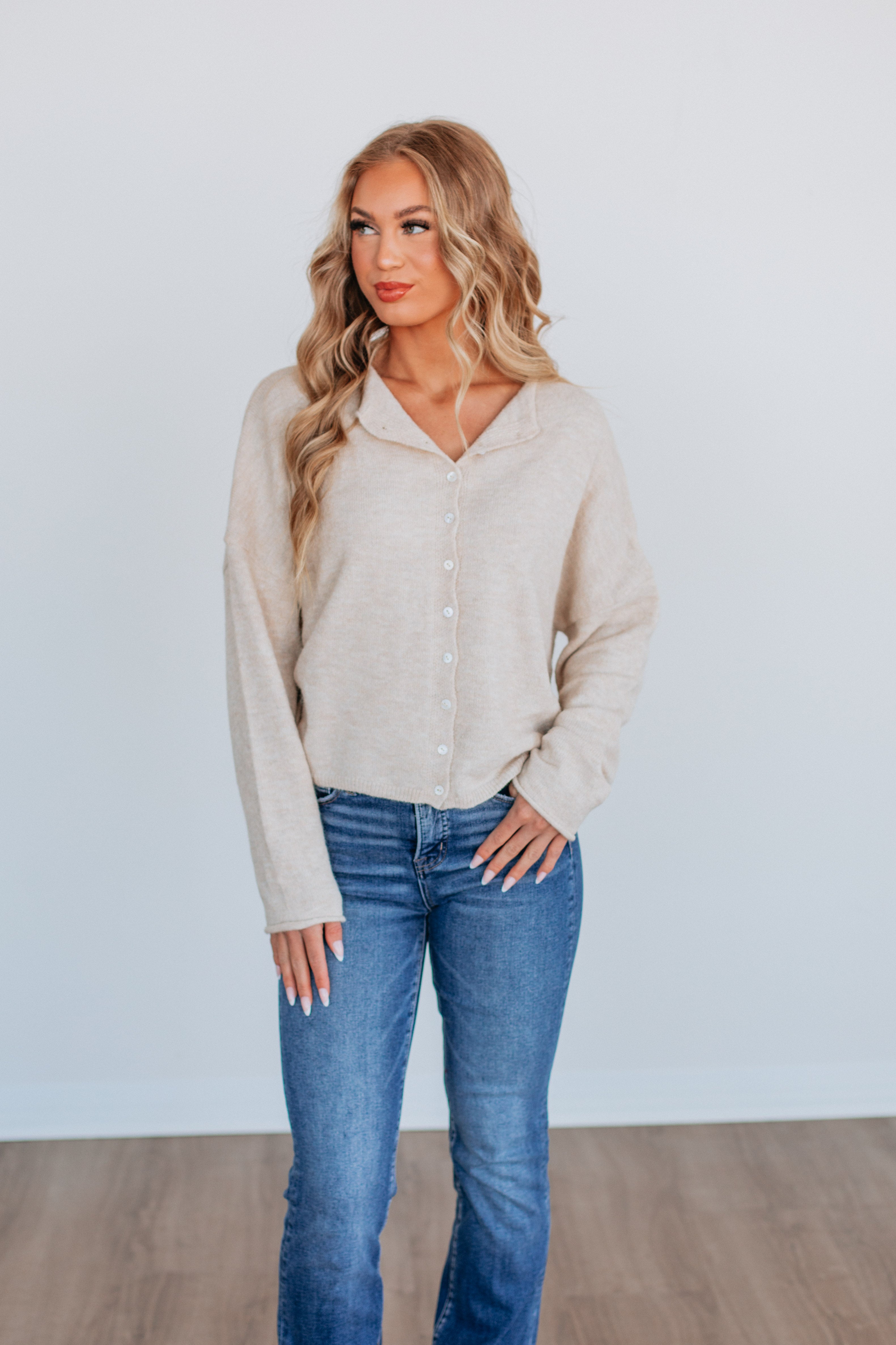 Brooke Cardigan Women's Natural Knit Sweater - Cozy & Stylish for Fall & Winter Outfits