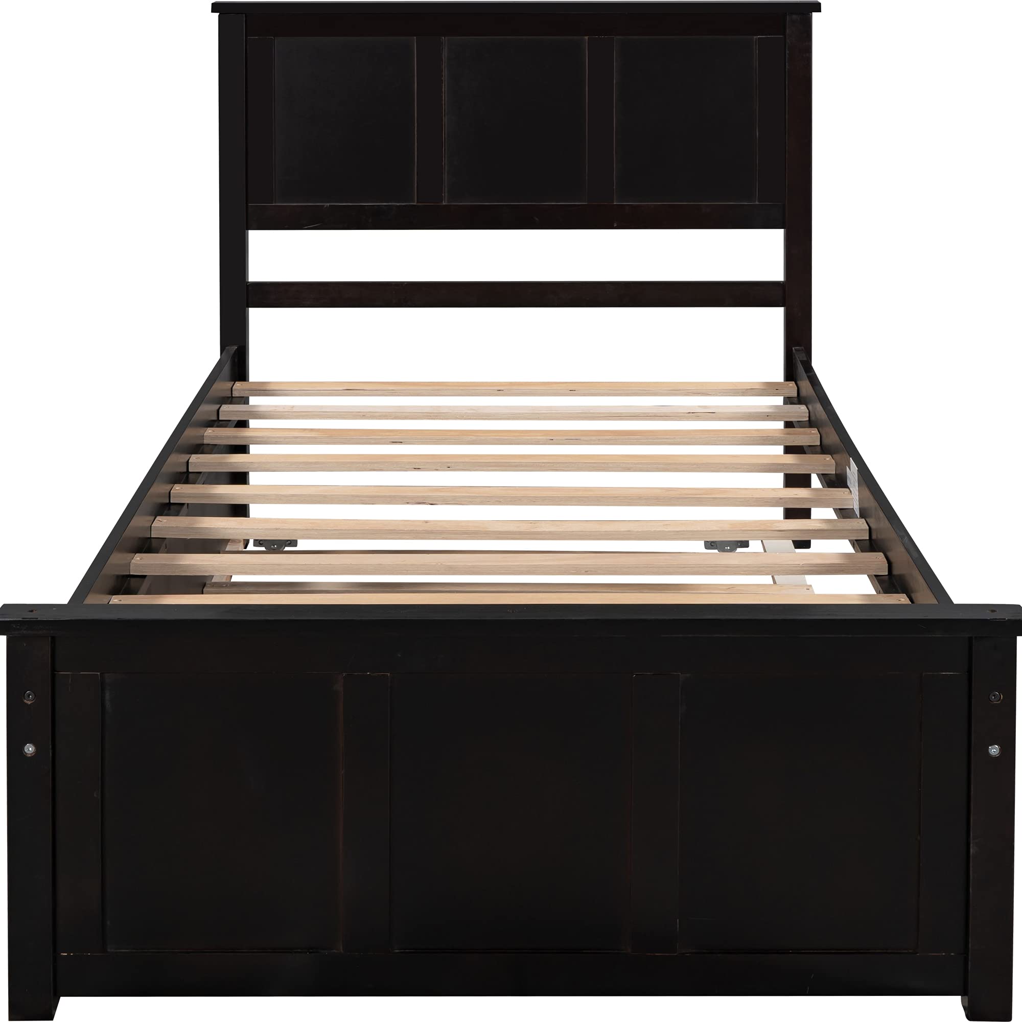 Harper & Bright Designs Twin Bed Frame with Trundle - Solid Wood Platform Bed with Headboard for Kids, Boys & Girls - Supports 400 lbs - Perfect for Small Bedrooms, Guest Rooms & Kids' Rooms