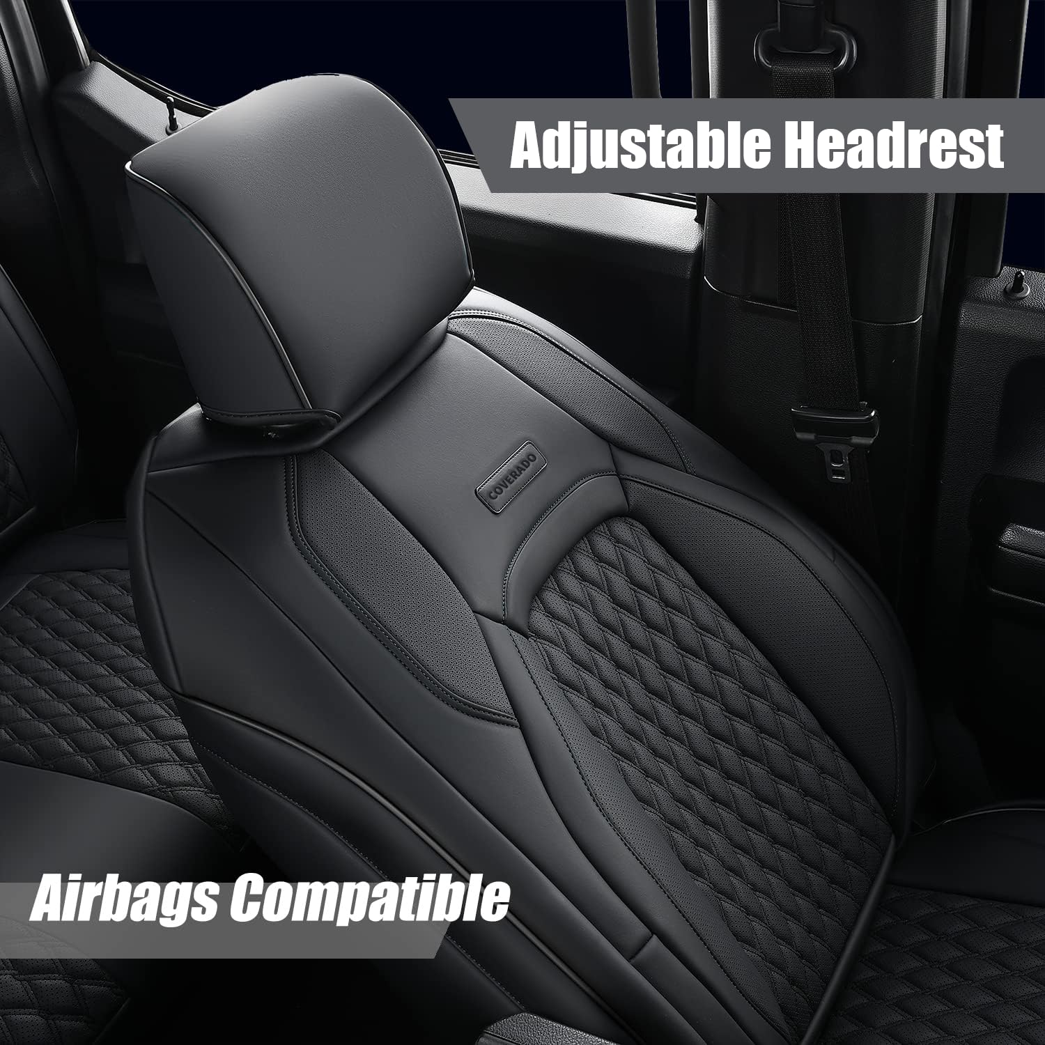 **Waterproof Faux Leather Seat Covers for Ford F150 (2015-2025) & F250/F350/F450 (2017-2025) Crew Cab – Full Set Black Truck Interior Protectors – Durable Car Seat Cushion Covers for Off-Road, Work & Daily Driving**