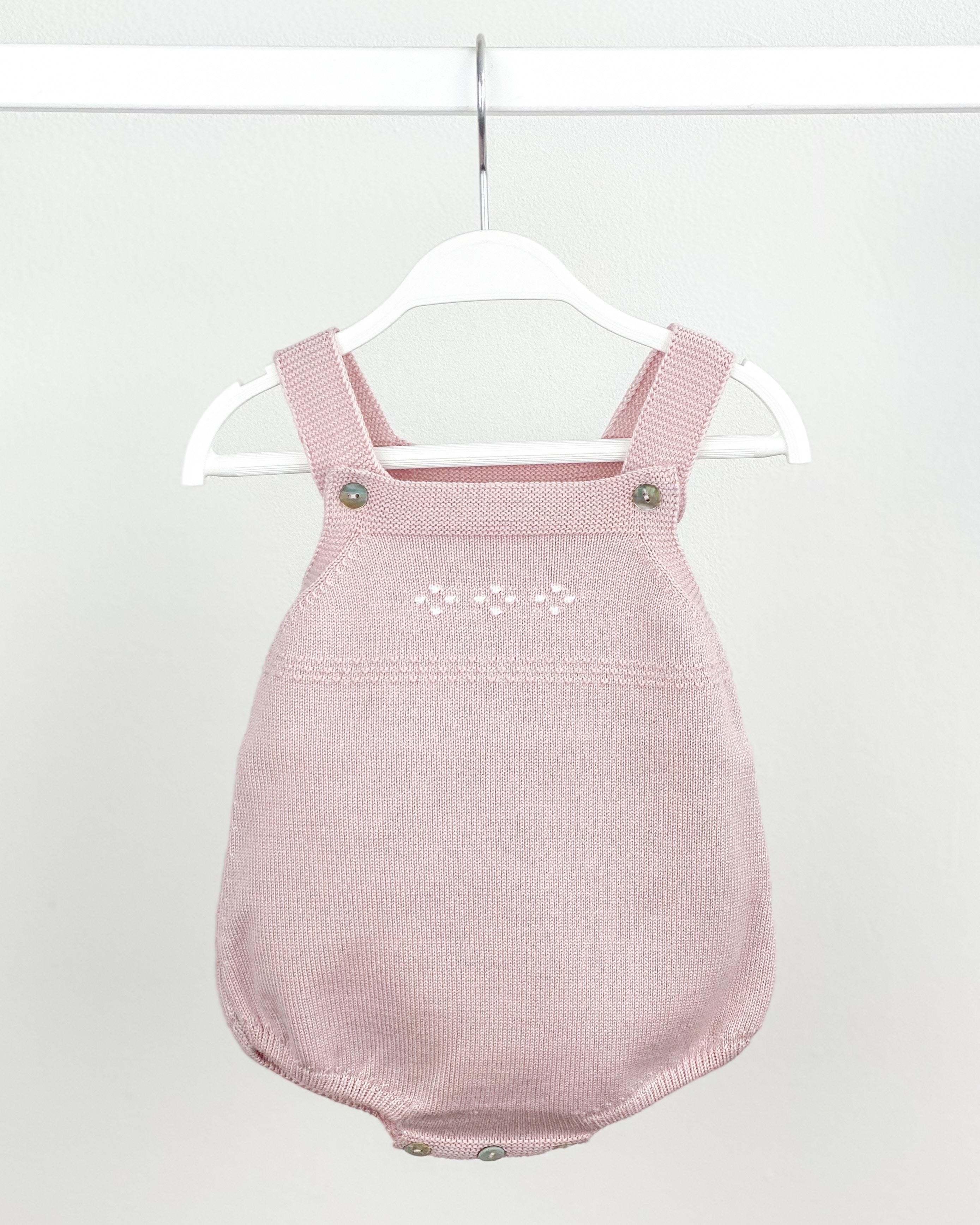 Vintage Knit Dungaree Romper for Women - Soft Pale Rose Jumpsuit, Casual & Comfortable Outfit for Everyday Wear, Perfect for Spring & Summer Fashion