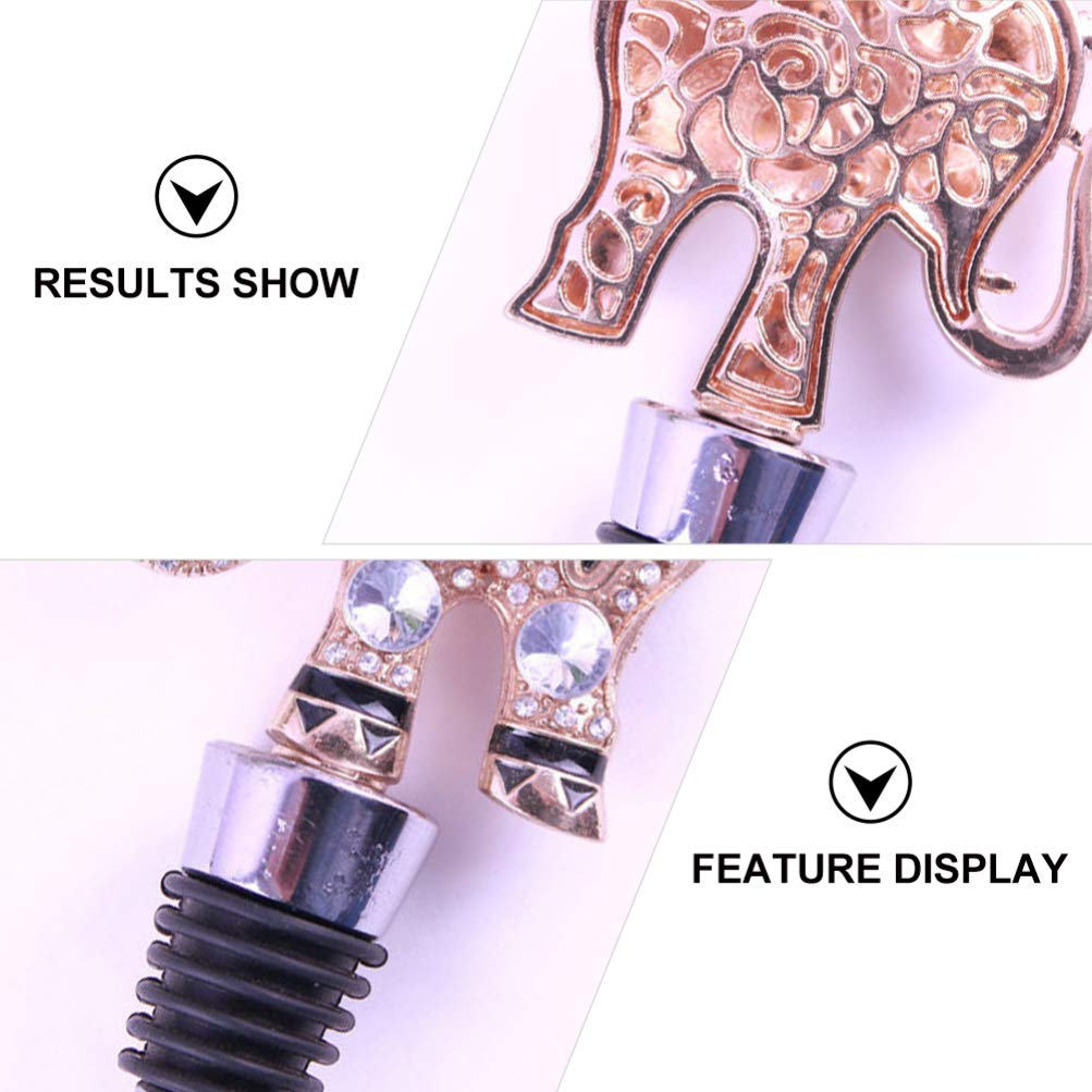 Hemoton 2-Pack Elephant Shaped Wine Bottle Stoppers - Silicone & Alloy Seal for Wine, Beverage, and Glass Bottles - Cute Cartoon Elephant Design for Party, Home Bar, and Gift Giving