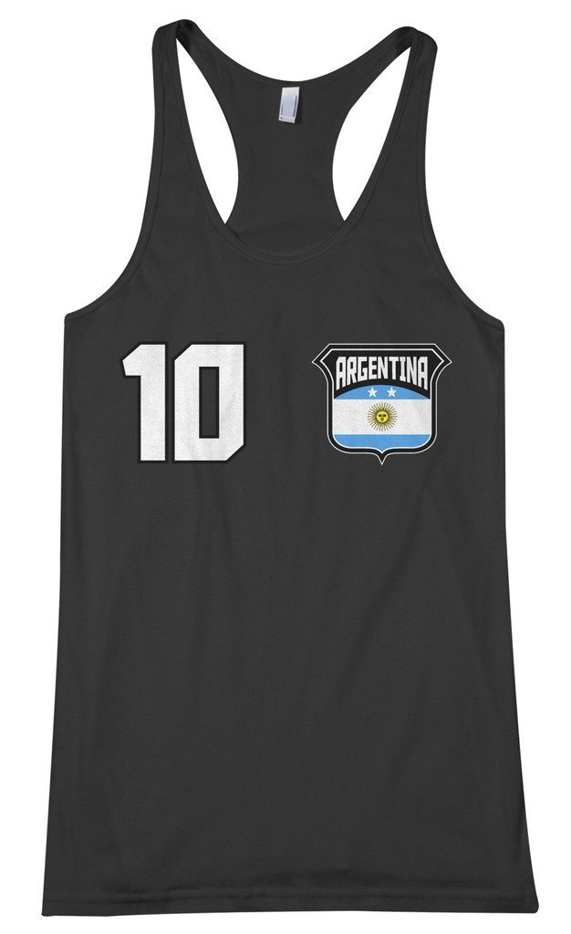 Threadrock Women's Argentina Shield & Number Racerback Tank Top - Breathable Workout Shirt for Gym, Running & Yoga - Comfortable Athletic Wear for Women