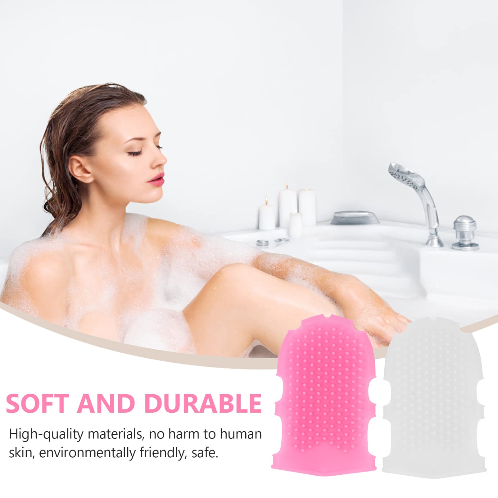 EXCLUZO 2-Pack Silicone Body Scrubber Gloves - Dual Exfoliating & Washing Brush for Shower, Bath & Spa - Soft Reusable Bathing Glove Pads for Smooth Skin Care & Dead Skin Removal - Perfect for Home & Travel Use