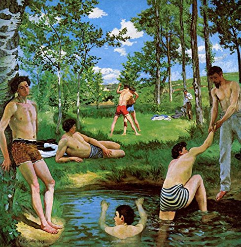 Frederic Bazille Bathers Summer Scene - Hand Painted Oil Painting Reproduction on Canvas (26x28 Inch) - Perfect for Living Room, Bedroom & Office Wall Decor