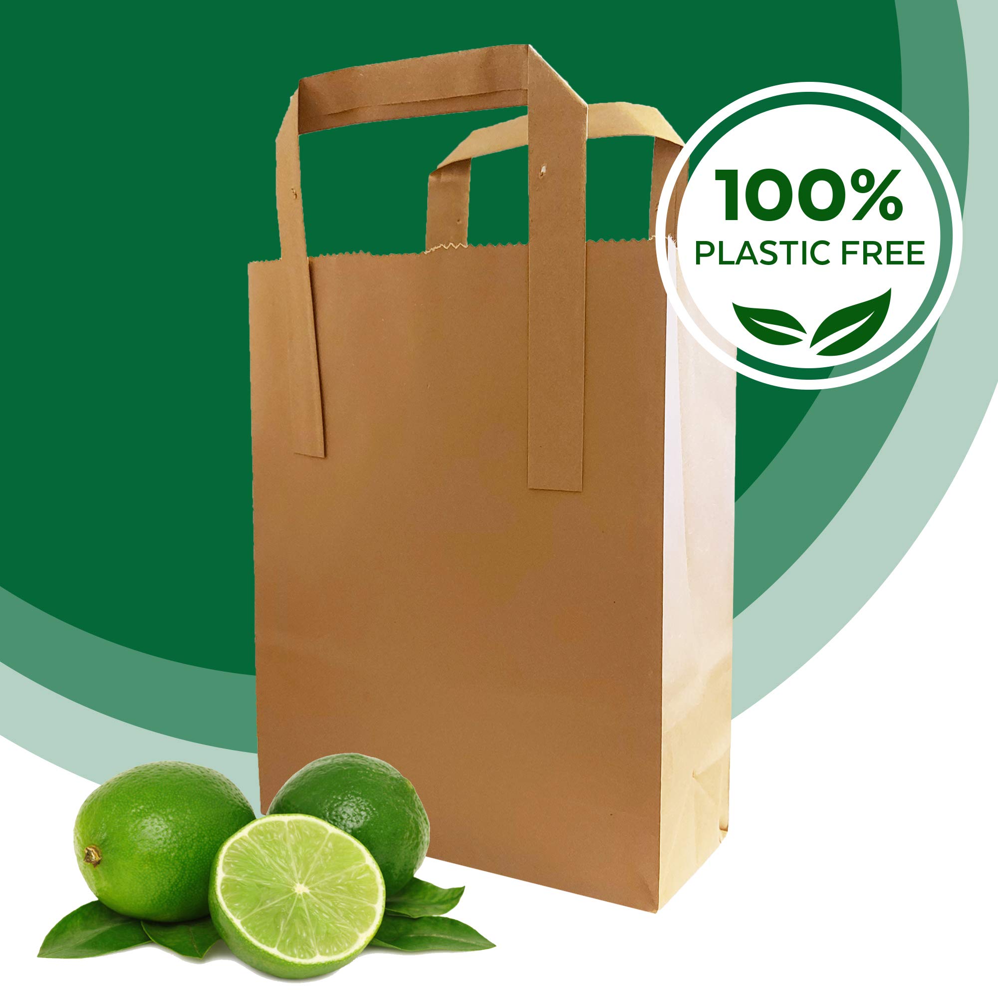 Eco-Friendly Small Brown Paper Bags with Handles - 50 Pack 7x9x3.5 Inches - Perfect for Lunch, Takeout, Grocery Shopping & Party Favors | Reusable Kraft Gift Bags for Retail, Bakery, Wedding & Events by DHANZIPAK