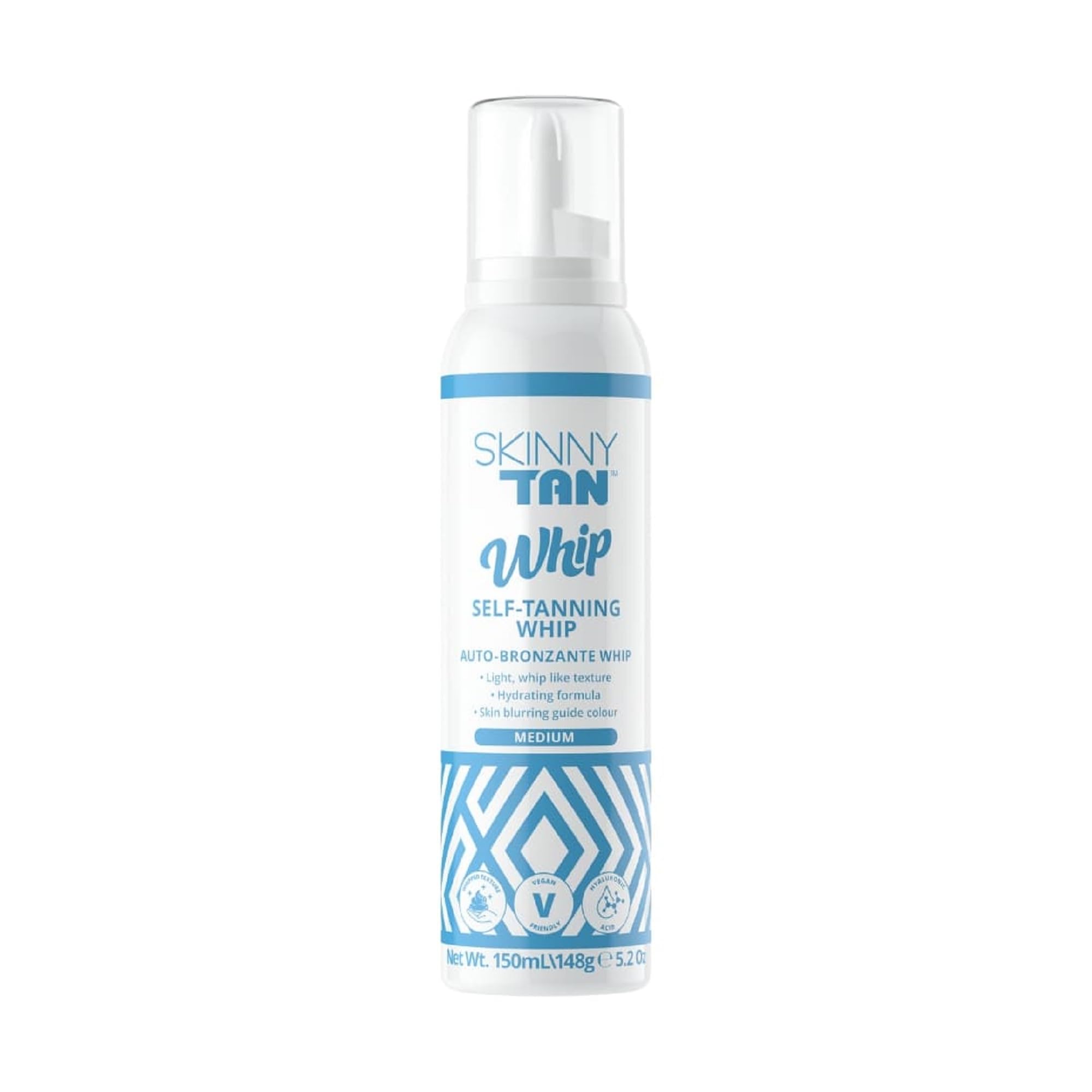 Skinny Tan Self Tanning Whip Medium - Instant Fake Tan Lotion for Streak-Free, Natural Glow | Vegan, Cruelty-Free & Paraben-Free Tanning Mousse with Coconut Vanilla Scent | Perfect for Beach Vacations, Weddings & Summer Tanning - 150ml