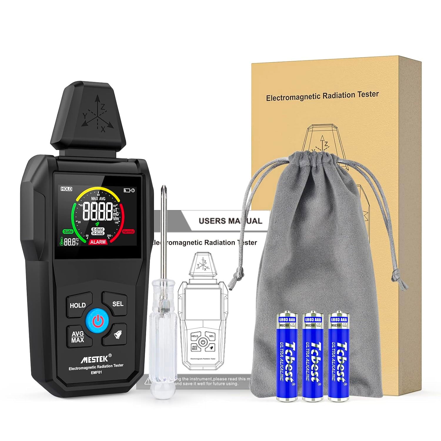EMF Meter - Digital Electromagnetic Radiation Detector for Home, Office & Travel - Measure EMF/RF Fields from Cell Phones, WiFi & Appliances