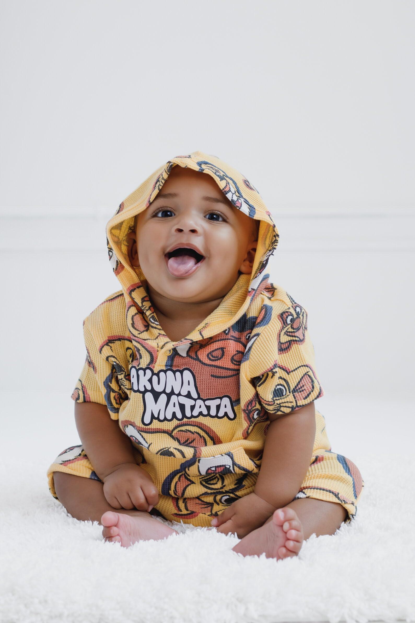 Disney Lion King Mickey Mouse Waffle Knit Pullover Hoodie and Shorts Set for Newborn to Toddler - Cozy Winter Outfit for Baby Boys & Girls