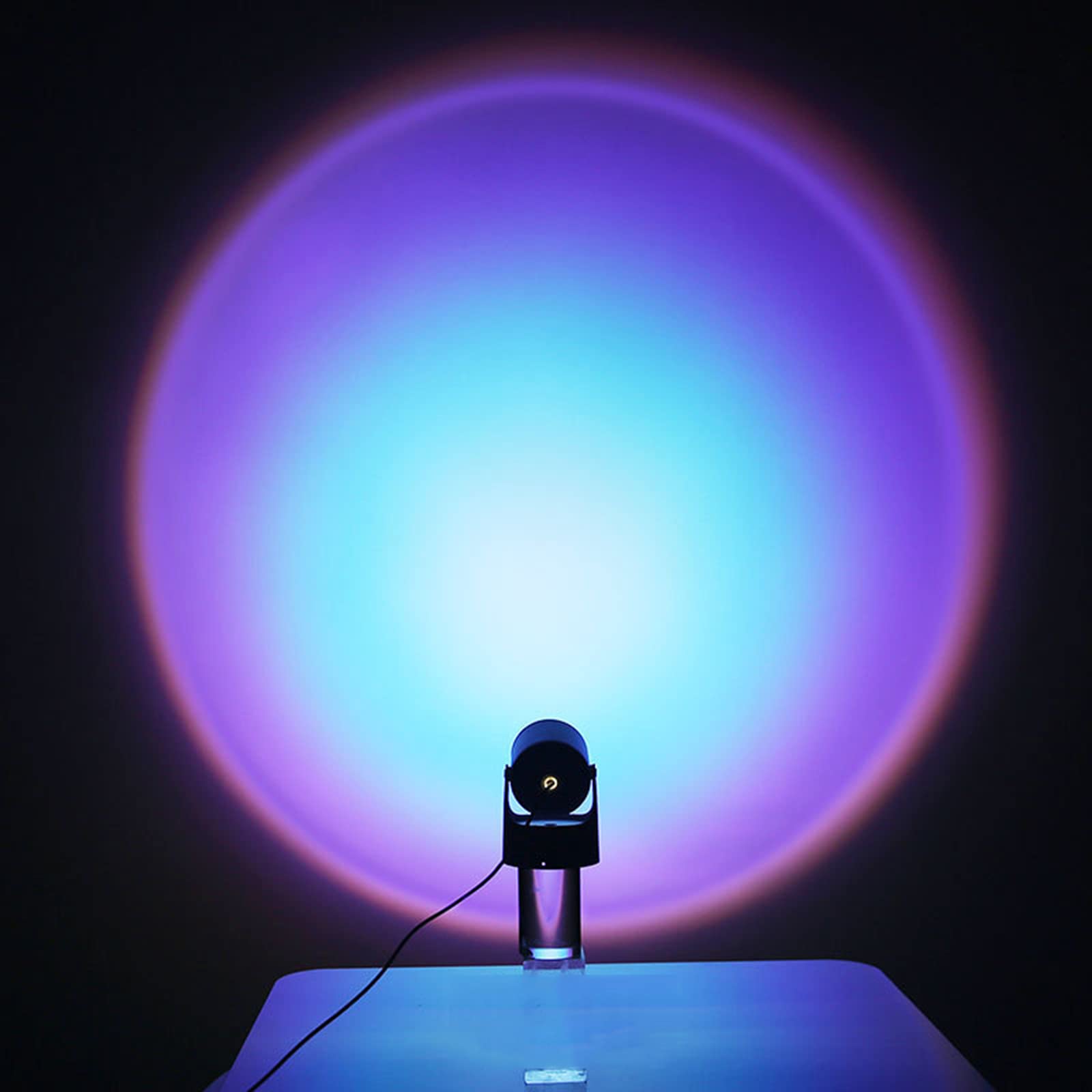7#FK USB Night Light Projector - 90° Rotatable LED Rainbow Projection Lamp for Kids Room, Bedroom, Party Decor & Romantic Ambiance