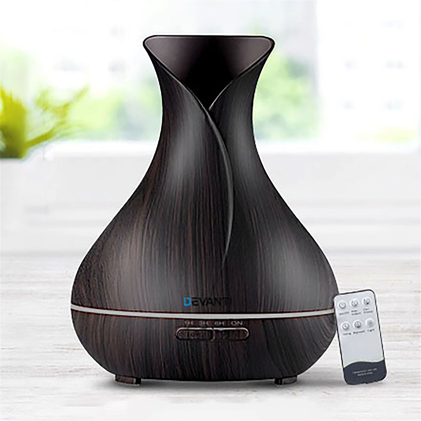 Devanti 400ml 4-in-1 Ultrasonic Aroma Diffuser with Remote Control - Dark Wood Finish - Essential Oil Humidifier for Home, Office & Spa Relaxation